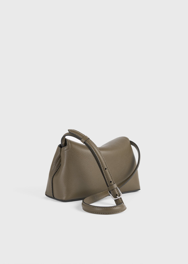 T-lock grained-leather clutch dark taupe 4