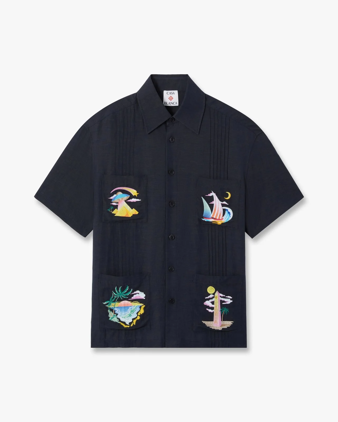 Dark Grey Phantasmagoria Embroidered Short Sleeve Shirt - 1