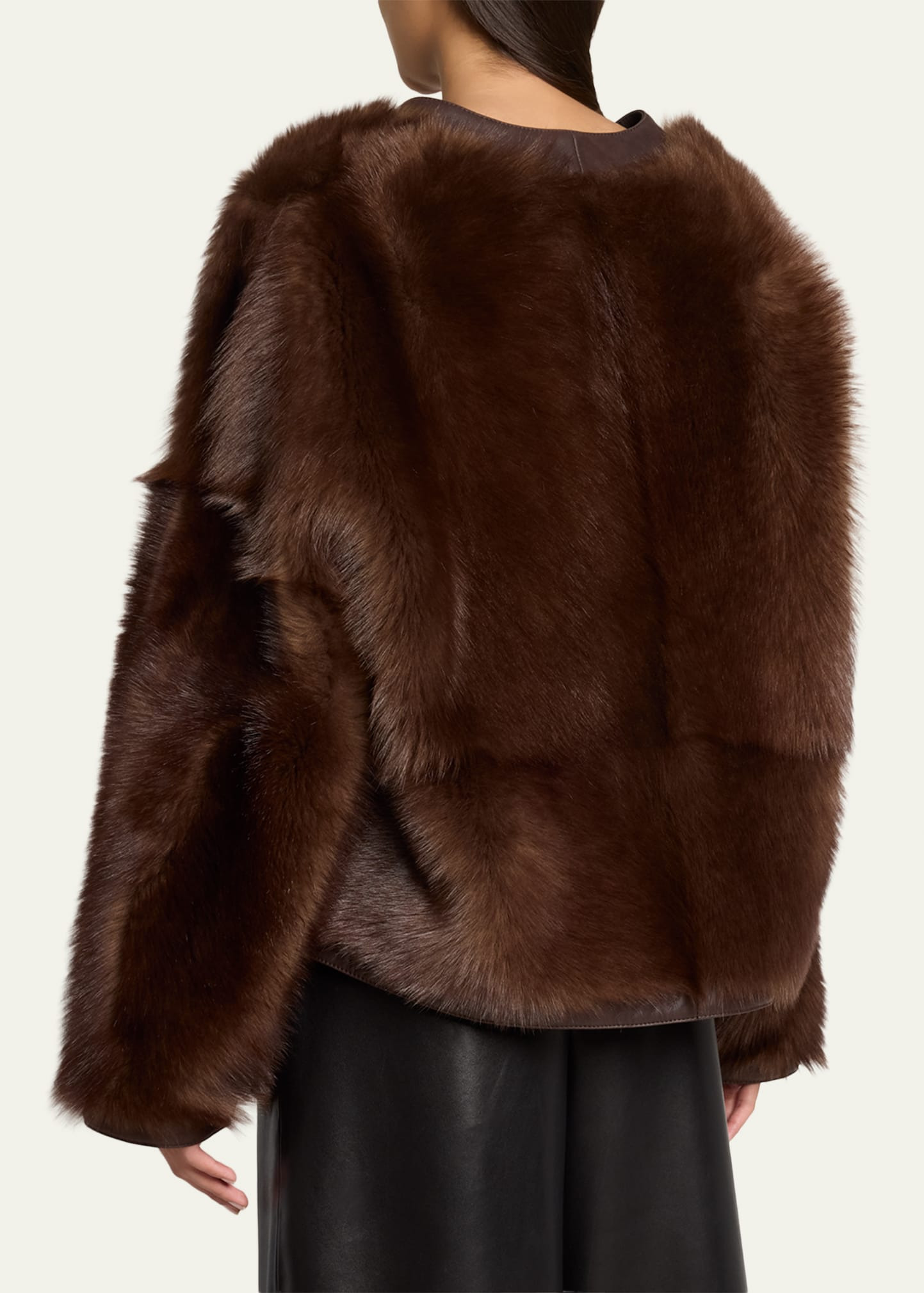 Lamb Shearling V-Neck Cardigan - 3
