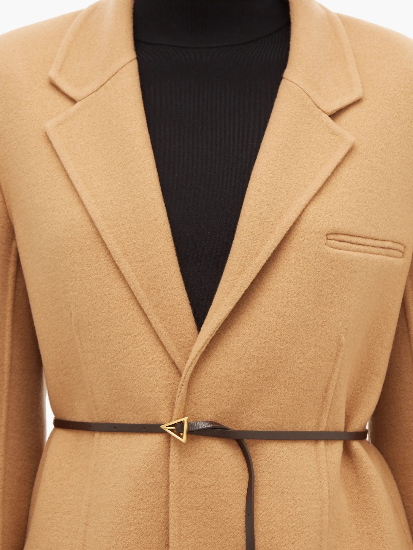 Single-breasted belted cashmere coat - 3