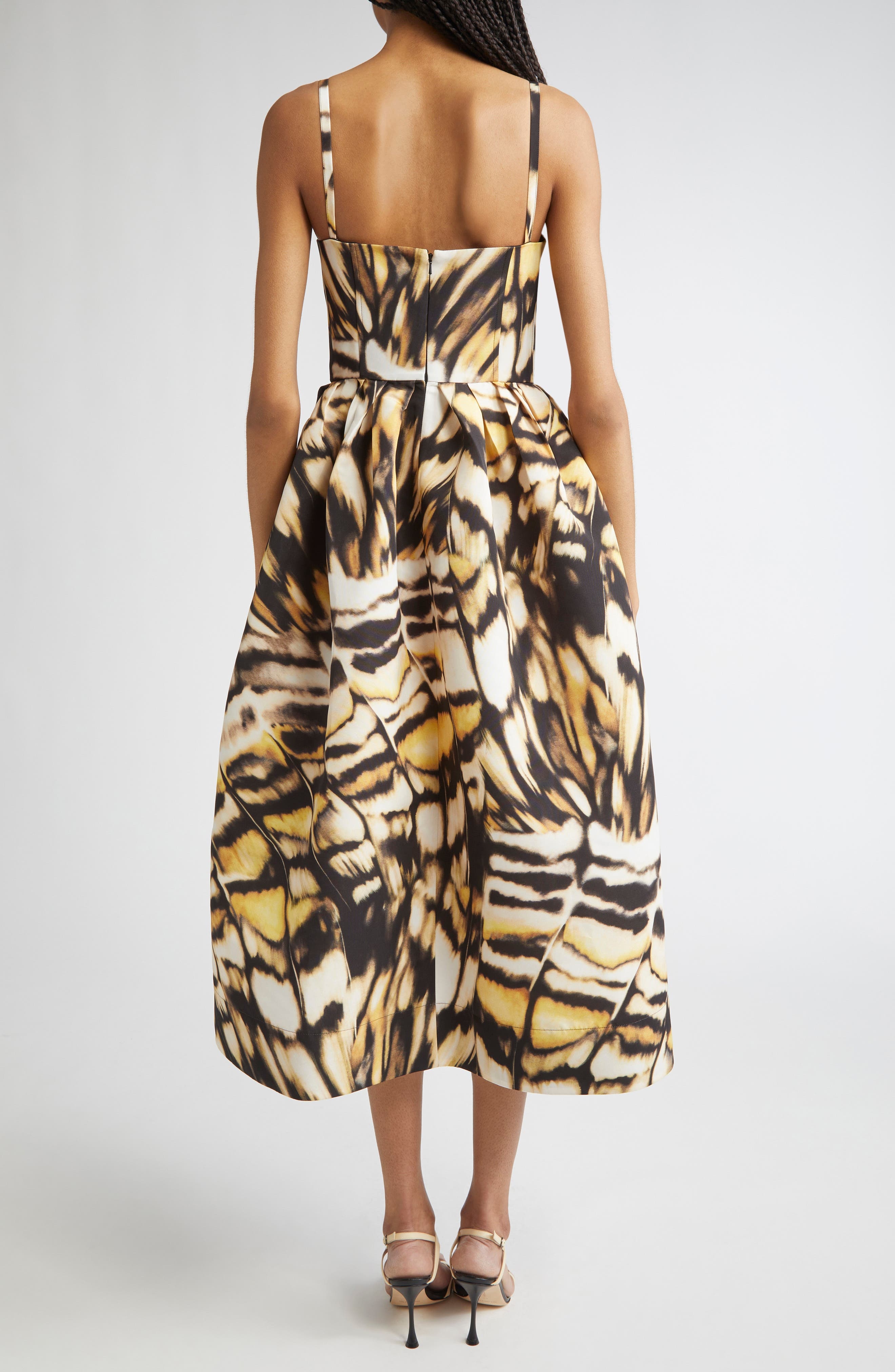 Oscar de la Renta Abstract Butterfly Faille Bustier Midi Dress in Black Multi at Nordstrom - 2