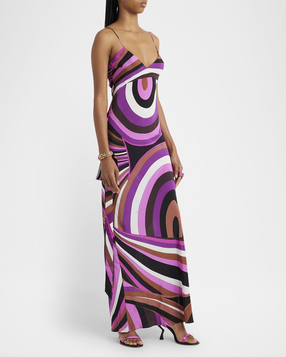 Abstract-Print Silk-Stretch Maxi Slip Dress - 3