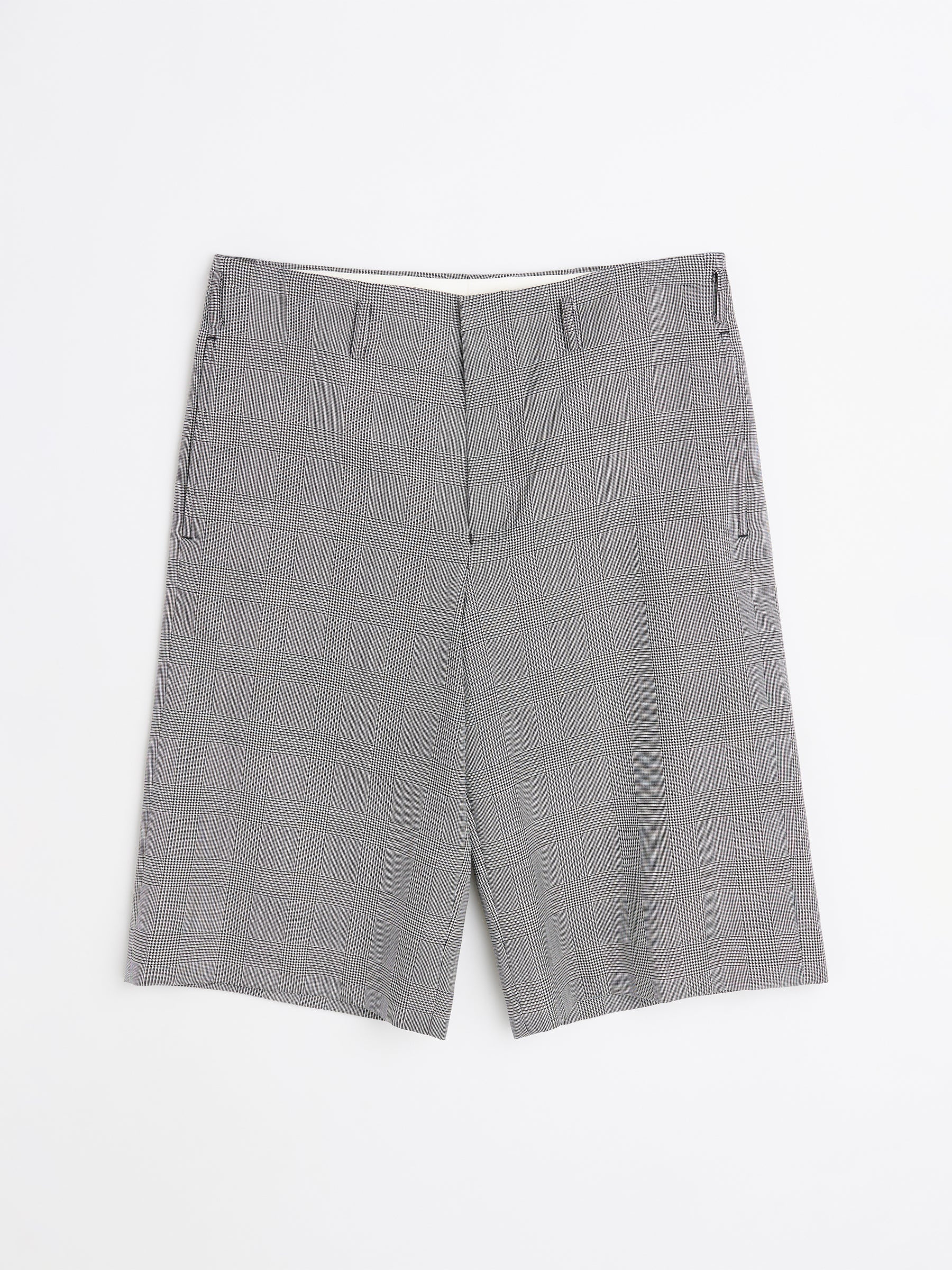 COMME DES GARÇONS HOMME PLUS WOOL GLEN CHECK SHORTS BLACK / NATURAL - 1