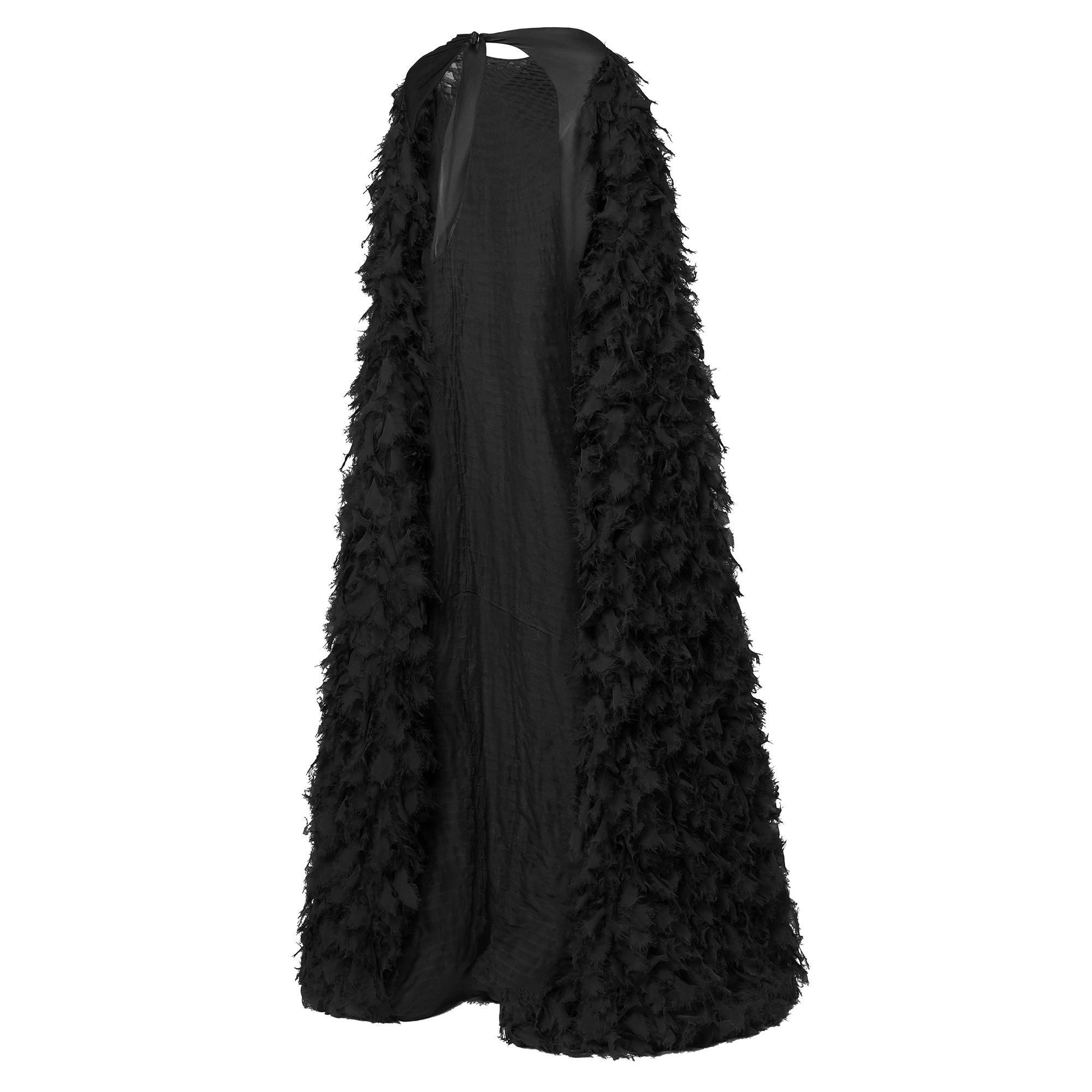 Feather-Effect Floor-Length Cape - 2