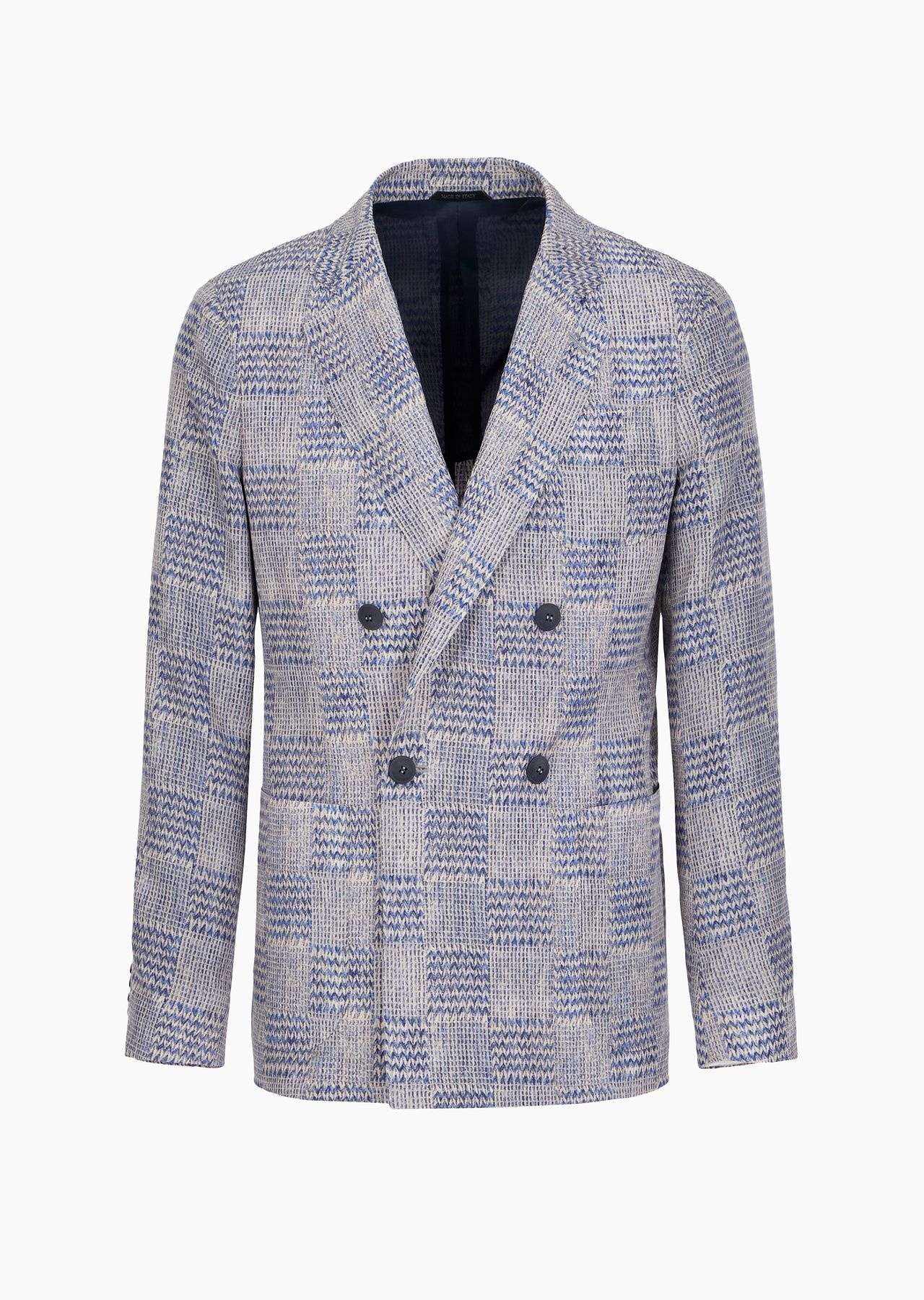 Upton line double-breasted jacket in printed cupro - 1