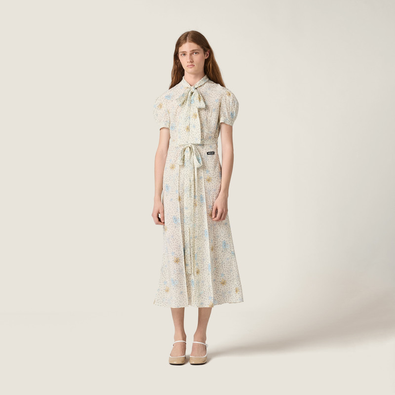 Miu Miu Long crêpe de Chine dress outlook