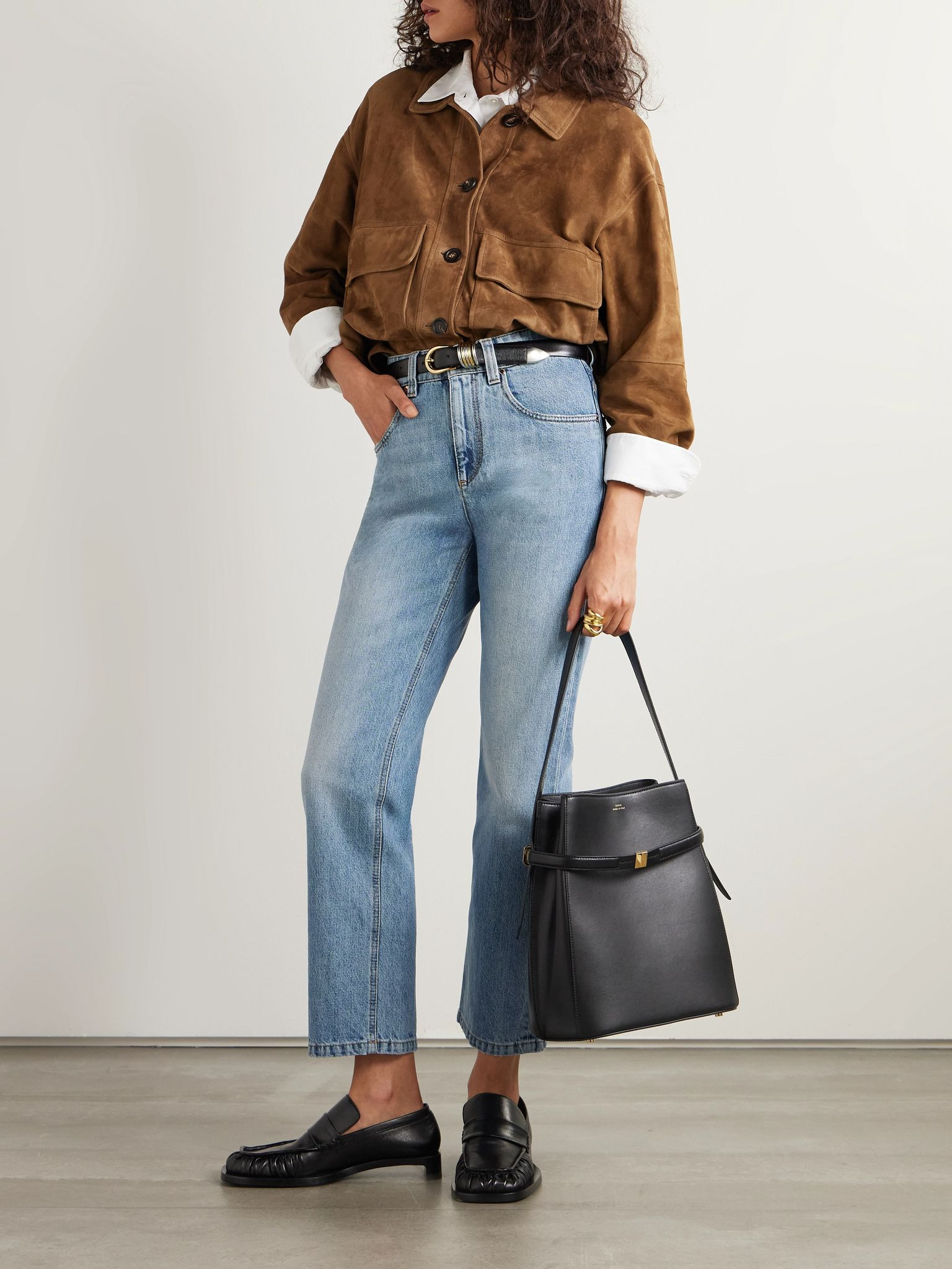 Bead-embellished cropped straight-leg jeans Light denim - 2
