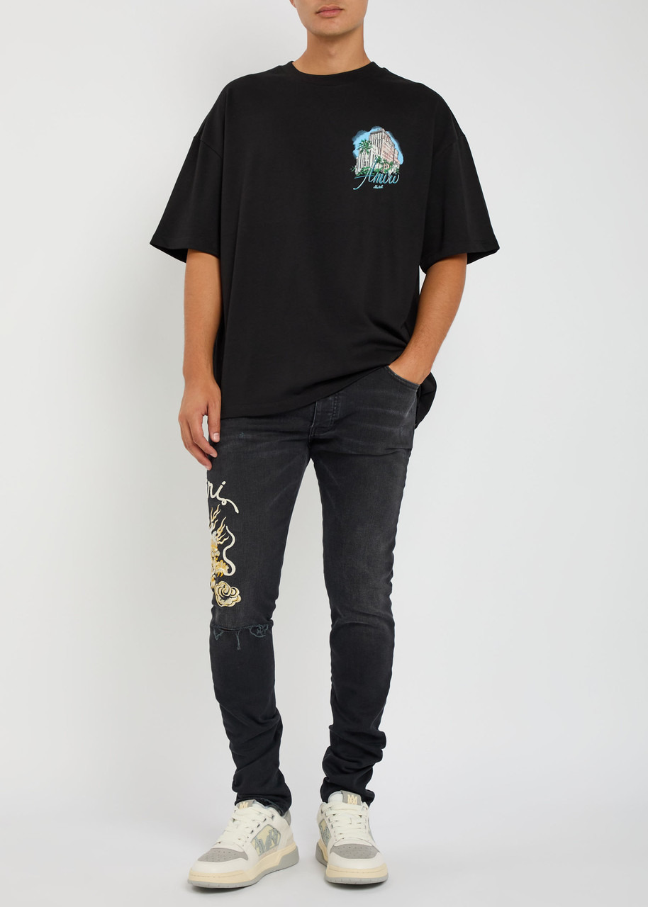 Amiri Dragon Repair Embroidered Slim-leg Jeans - 4