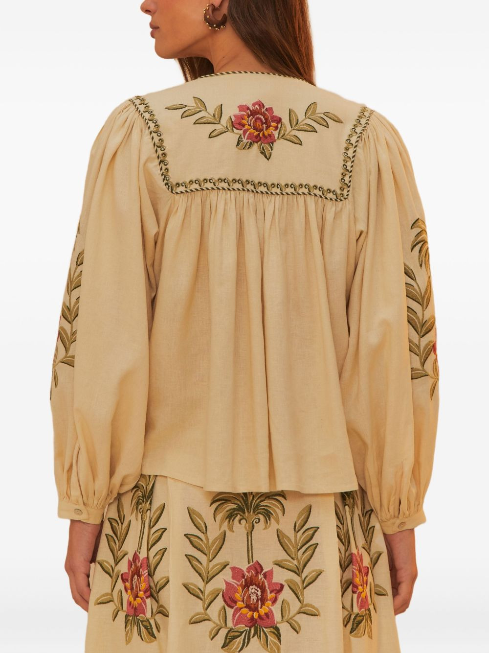 Tropical Flower embroidered blouse - 2