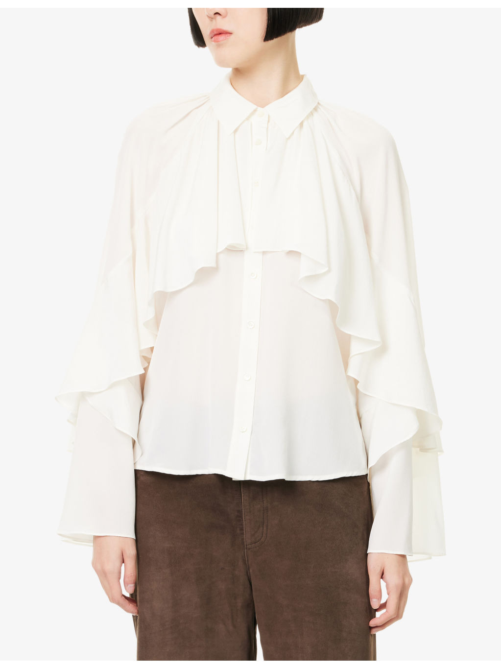 Demaris Ruffled Stretch-Silk Blouse - 3