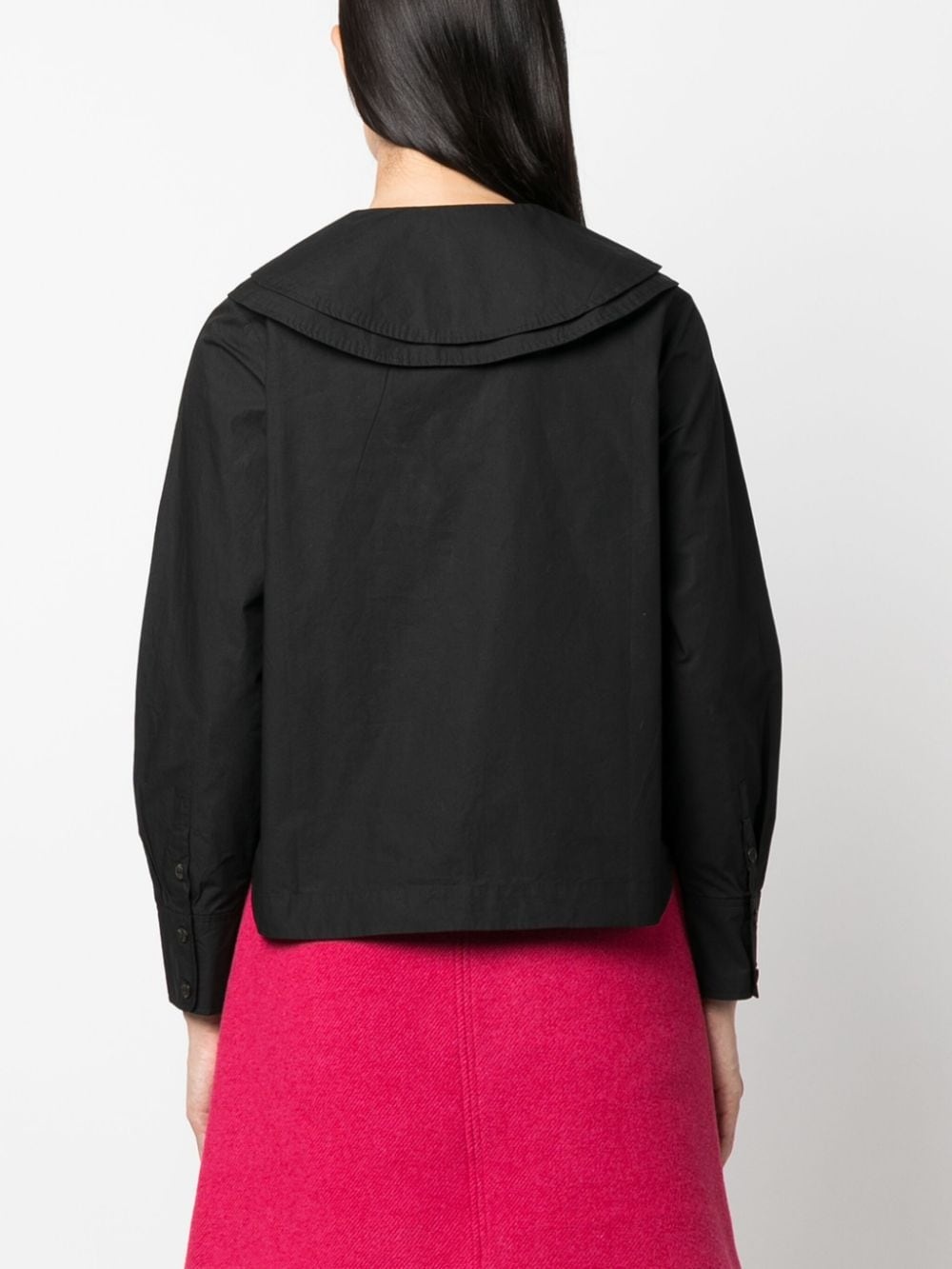 layered bib-collar cotton shirt - 4
