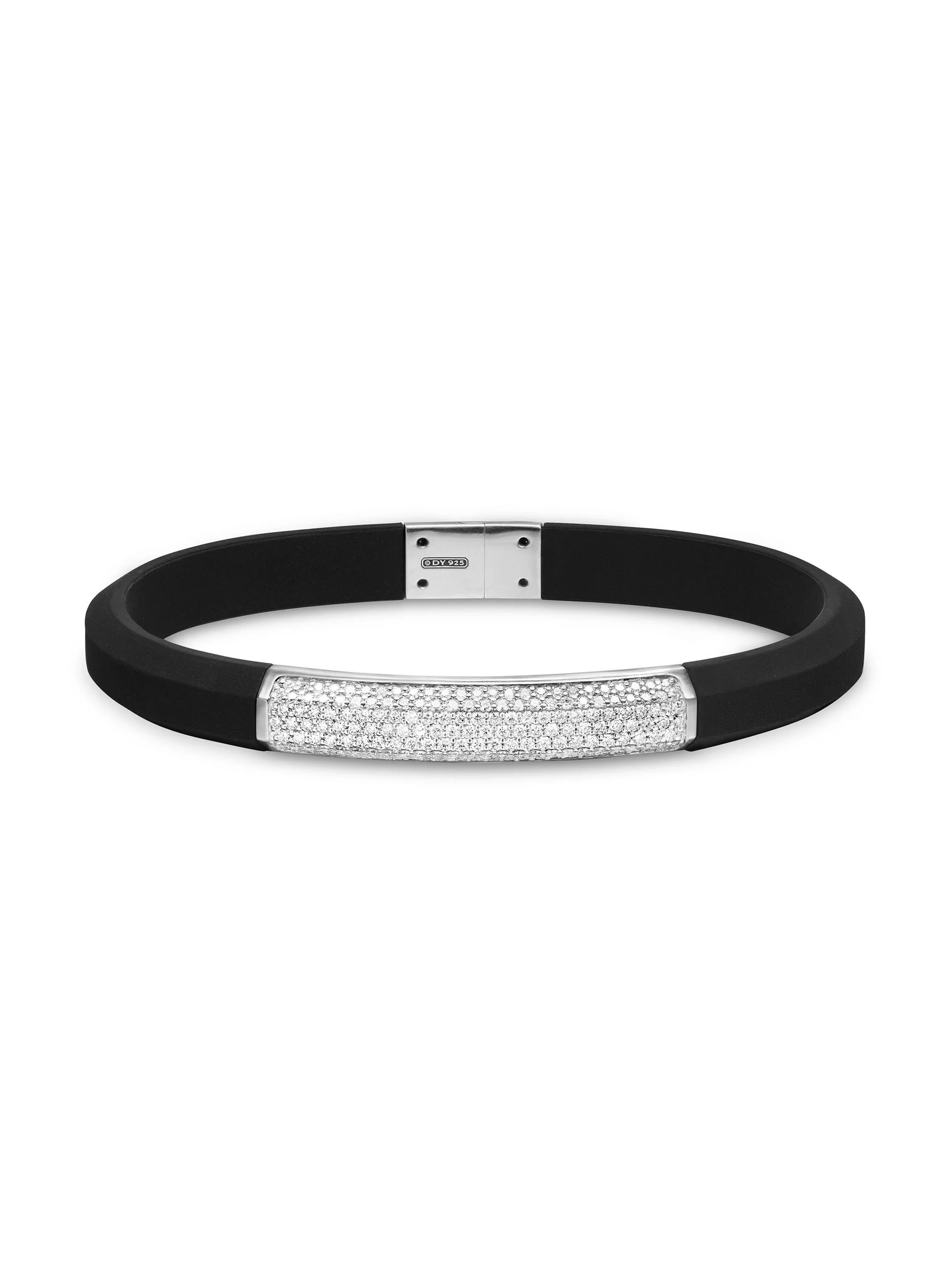 Men's Streamline ID Bracelet in Rubber - Diamond - 1