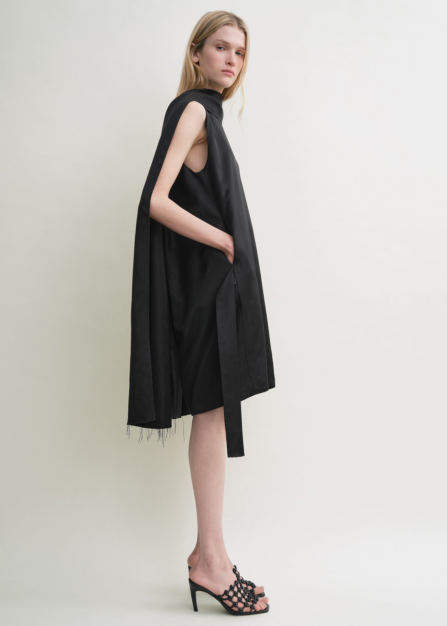 Cocoon scarf dress black - 3