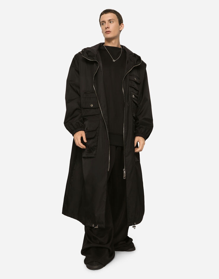 Multi-pocket nylon trench coat - 3