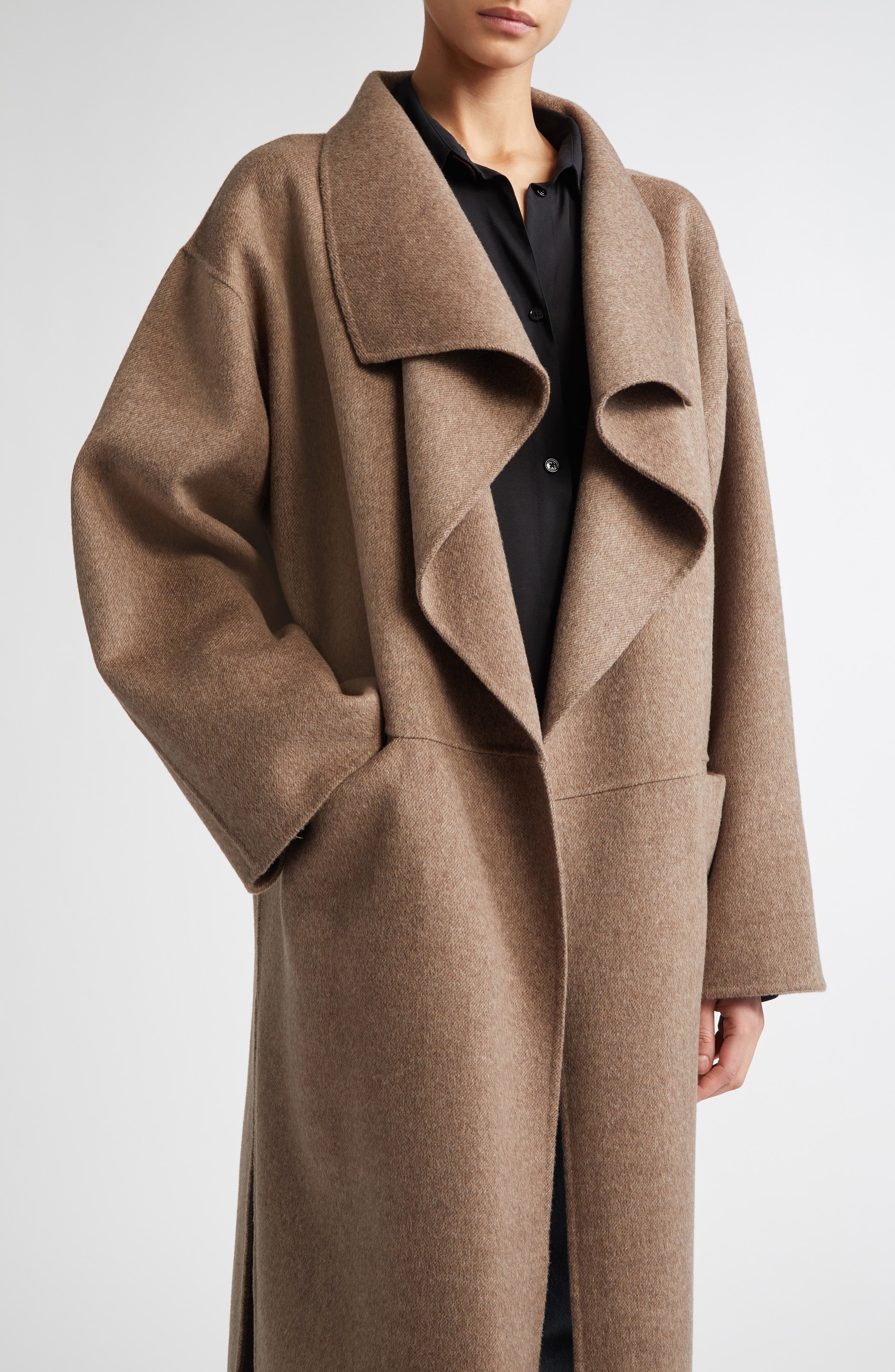 TOTEME Signature Double Face Wool & Cashmere Coat in Oak Melange at Nordstrom - 6