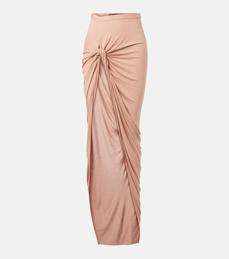 Asymmetric gathered jersey maxi skirt 1