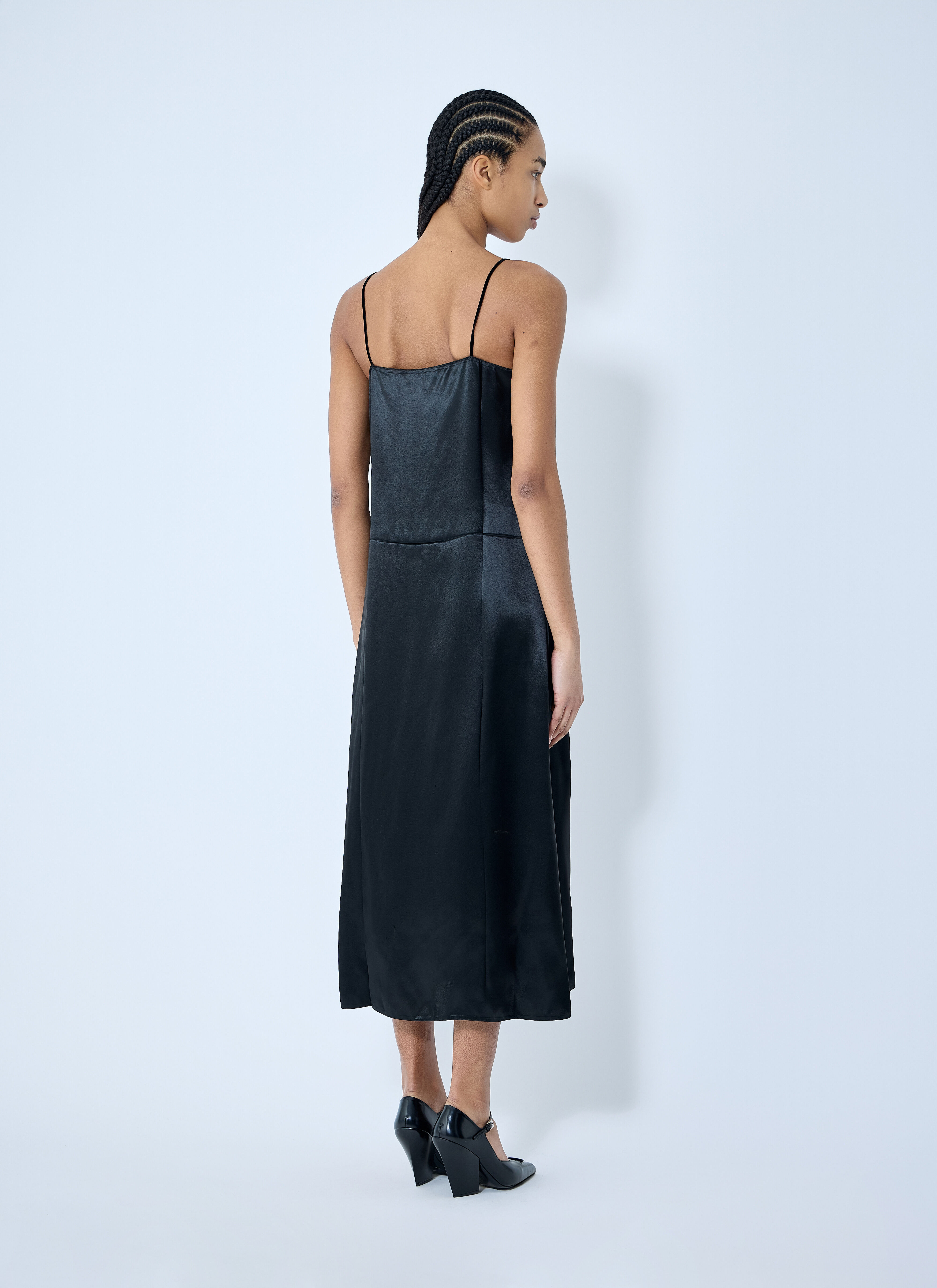 Satin Logo Patch Midi Dress - 4