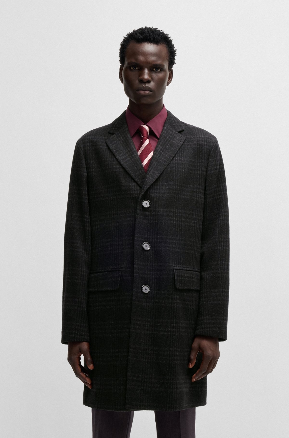 SLIM-FIT COAT IN CHECKED WOOL AND CASHMERE - 2