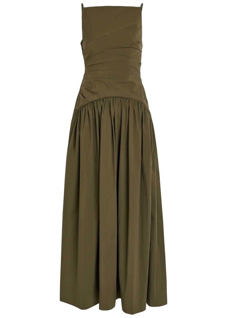 Shona Joy Campbell Ruched Cotton-blend Maxi Dress - 1