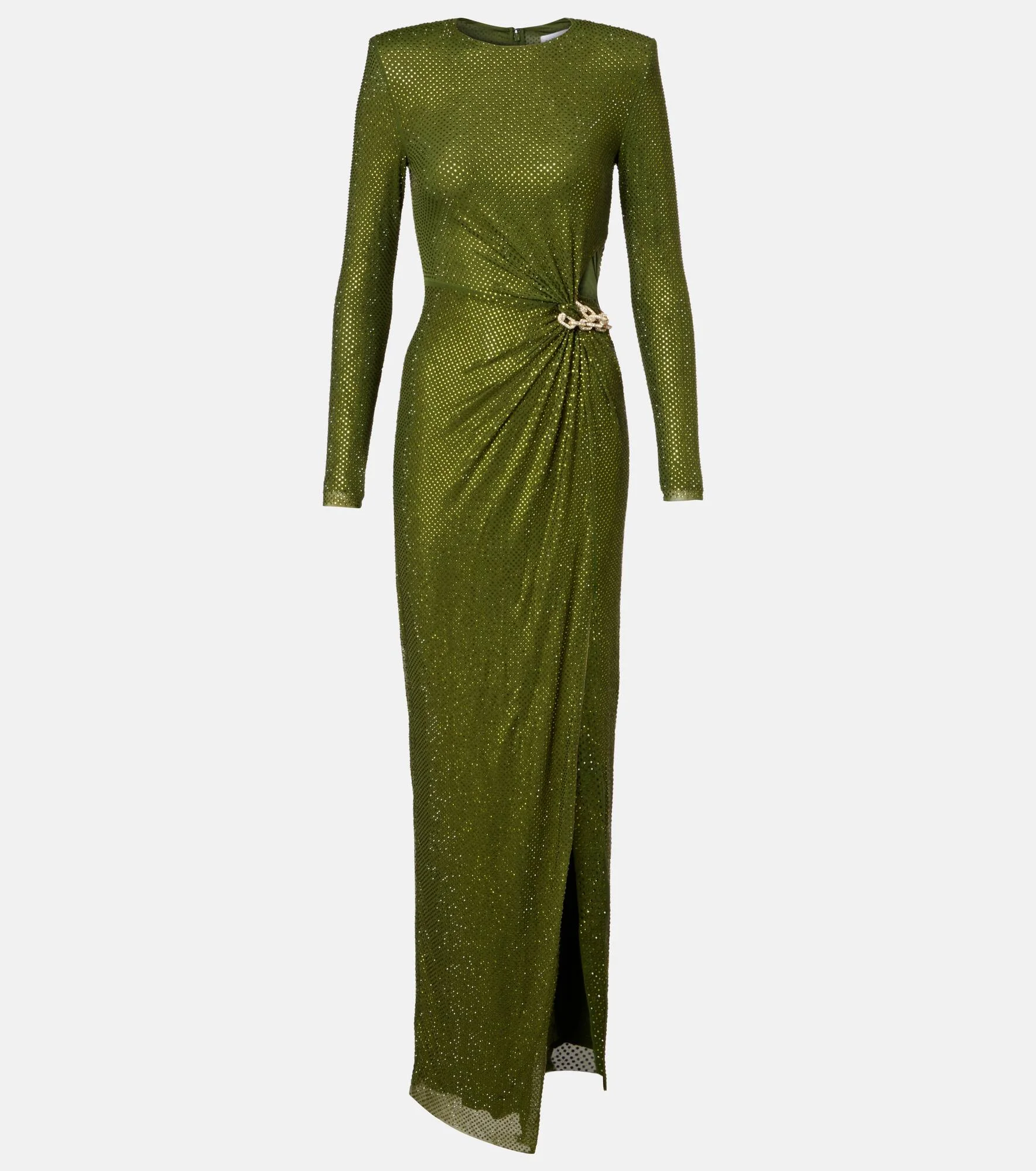 Chain-detail embellished jersey gown - 1