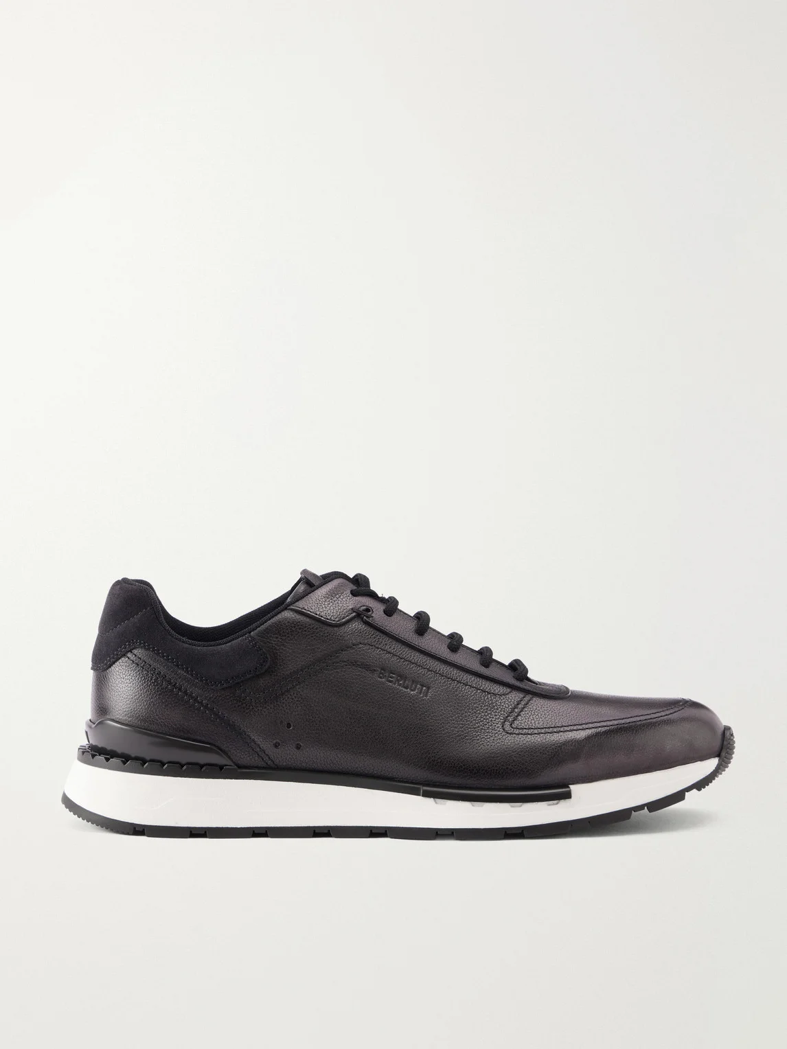 Fast Track Suede-Trimmed Full-Grain Venezia Softy Leather Sneakers - 1