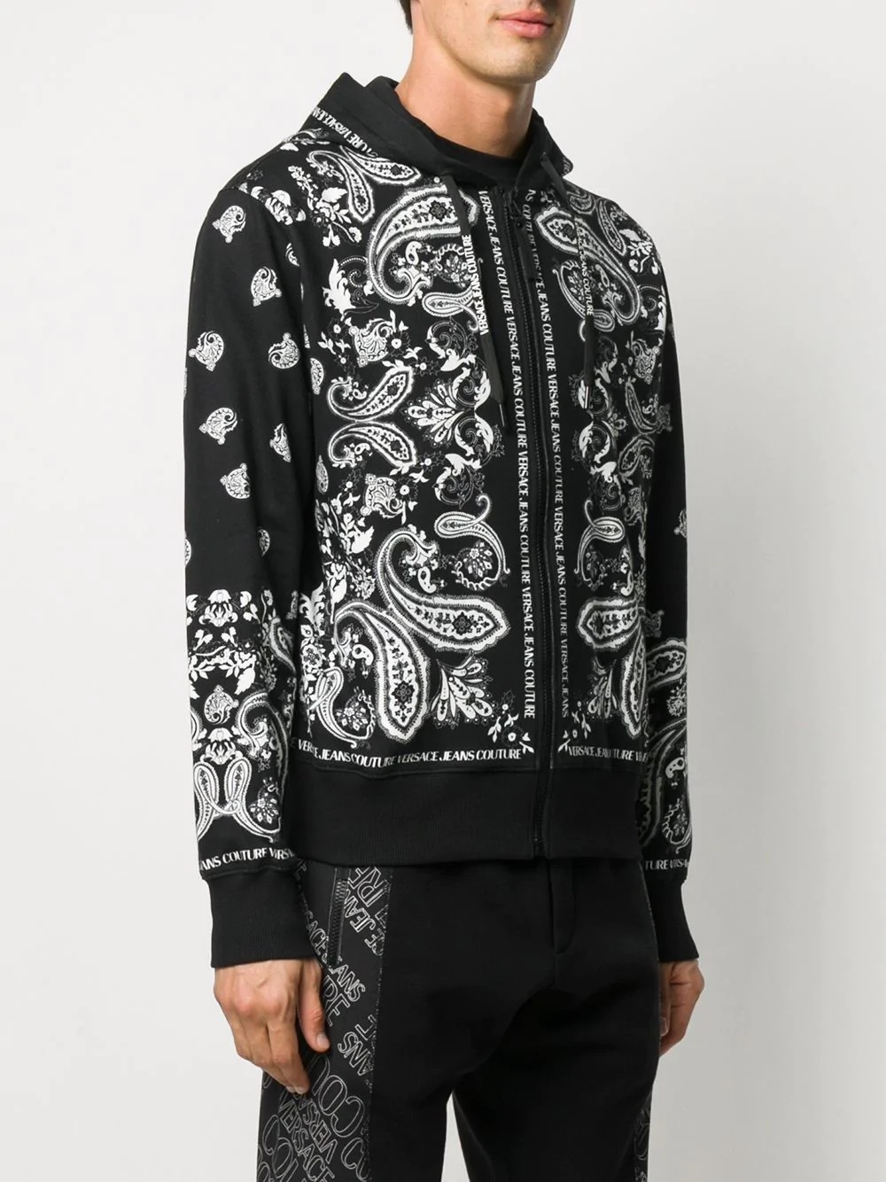 paisley print zip-front hoodie - 3