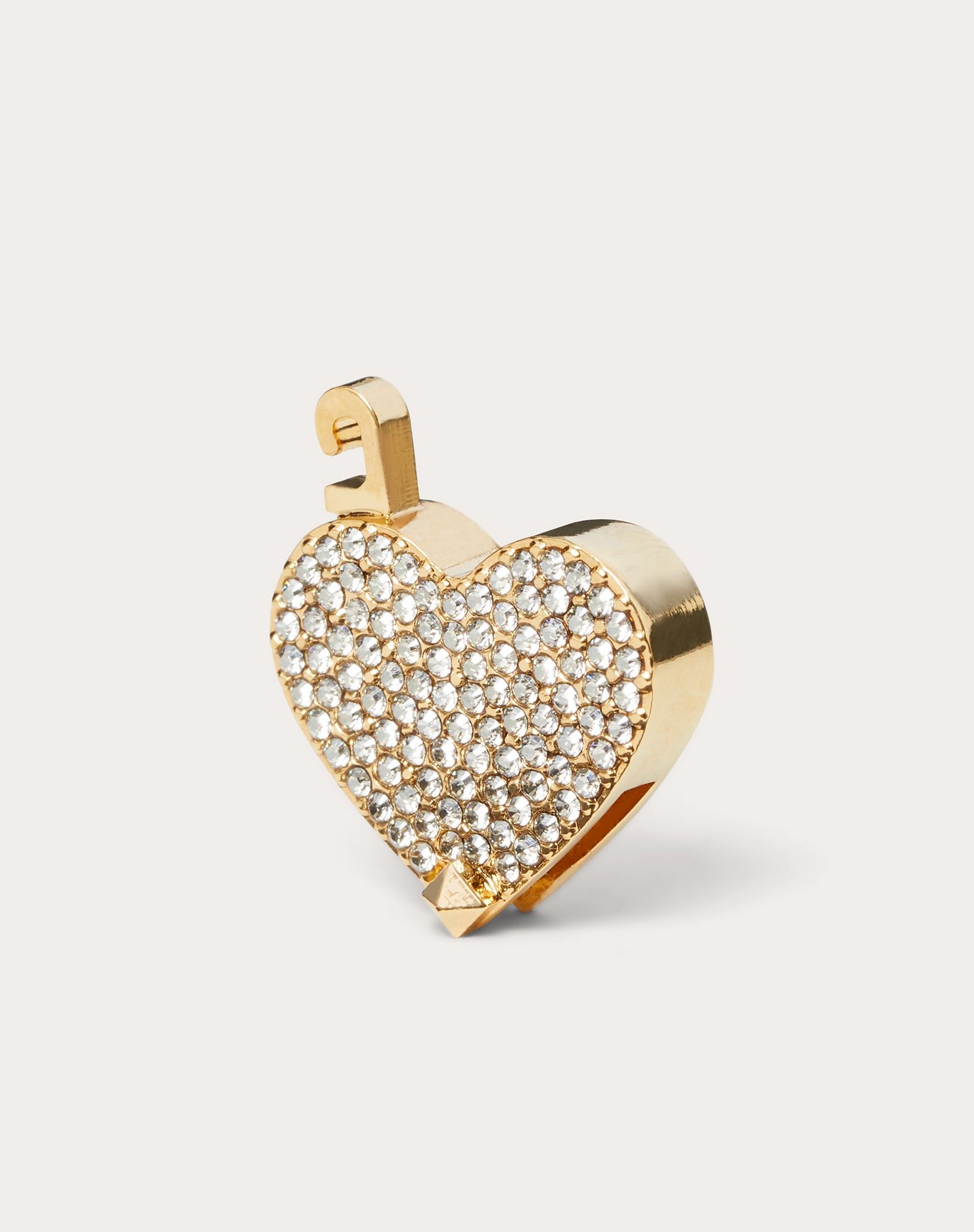 Call me Valentino heart-shaped metal and crystal charm - 2