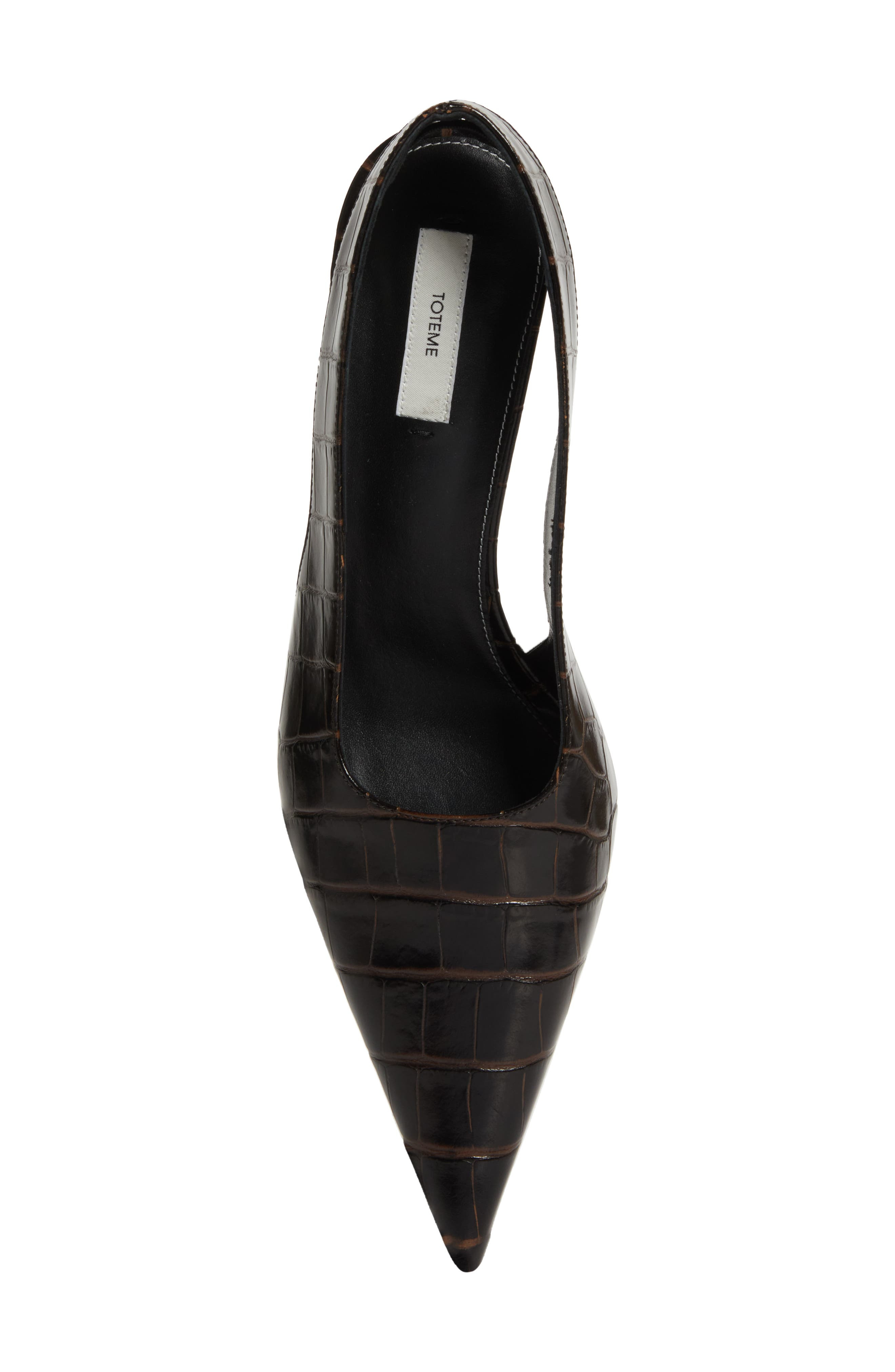 TOTEME Croc Embossed Pointed Toe Slingback Pump in Dark Brown at Nordstrom - 5