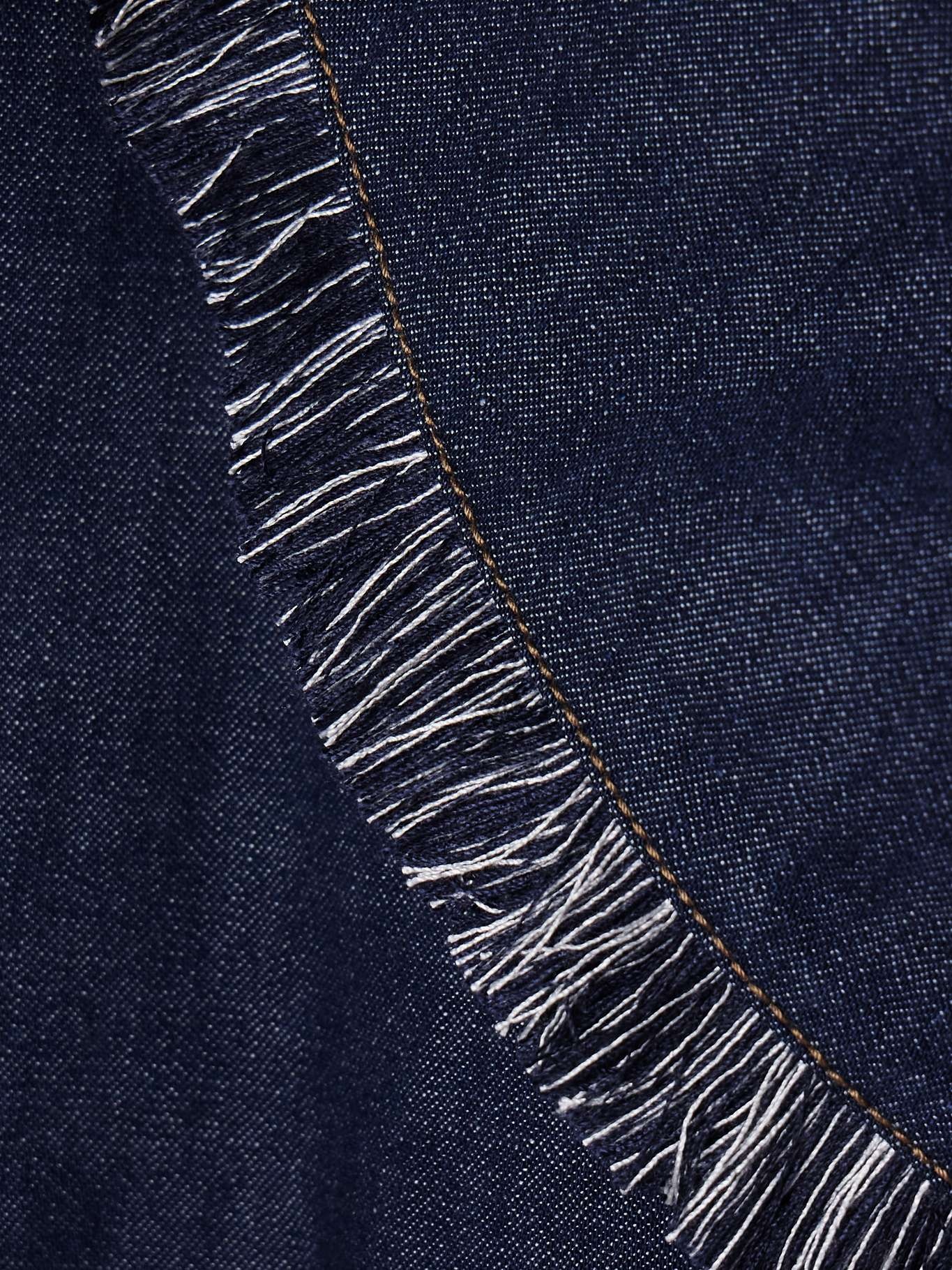 Rhiannon frayed cotton-chambray shorts Navy - 4
