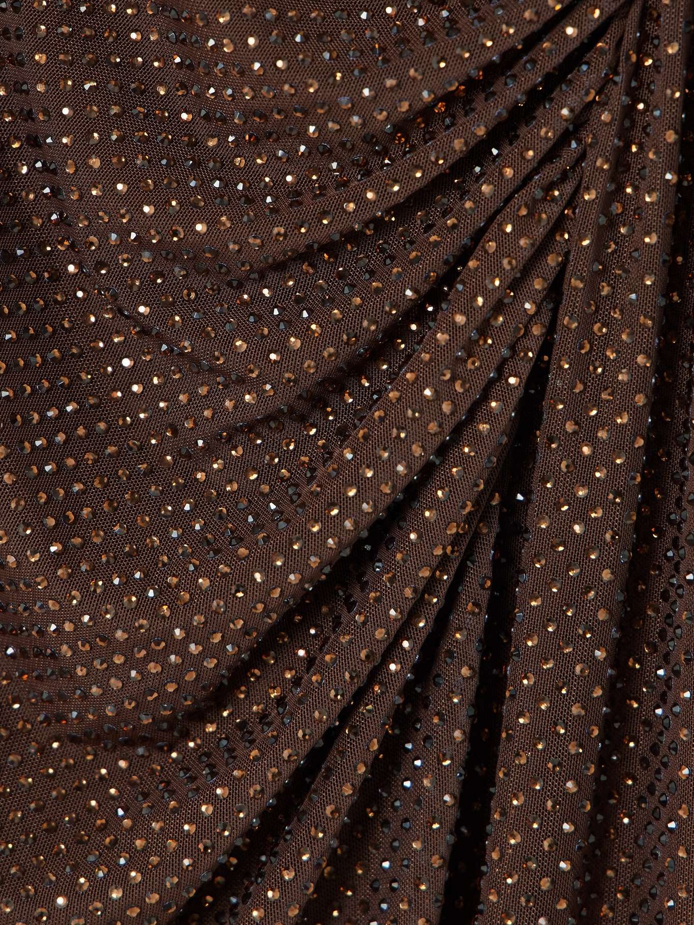 Crystal-embellished ruched cutout stretch-mesh midi dress Brown - 4
