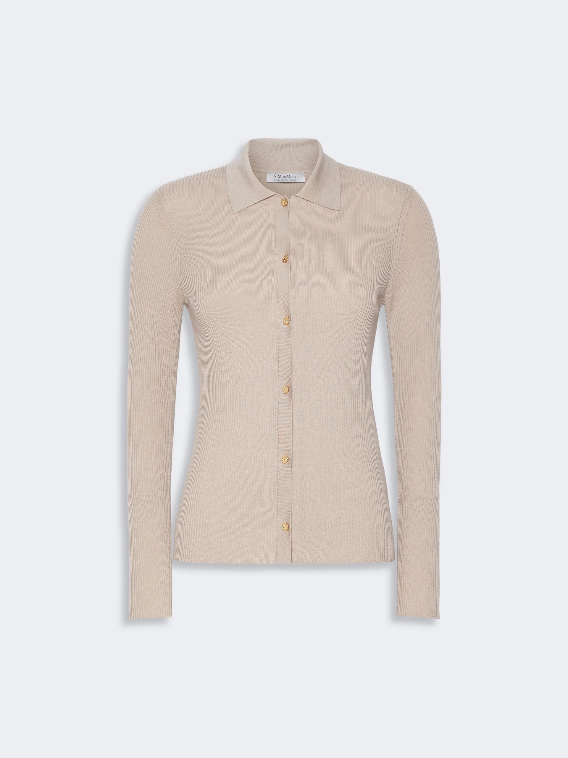 LIMONE Woollen yarn fitted cardigan - BEIGE - 1