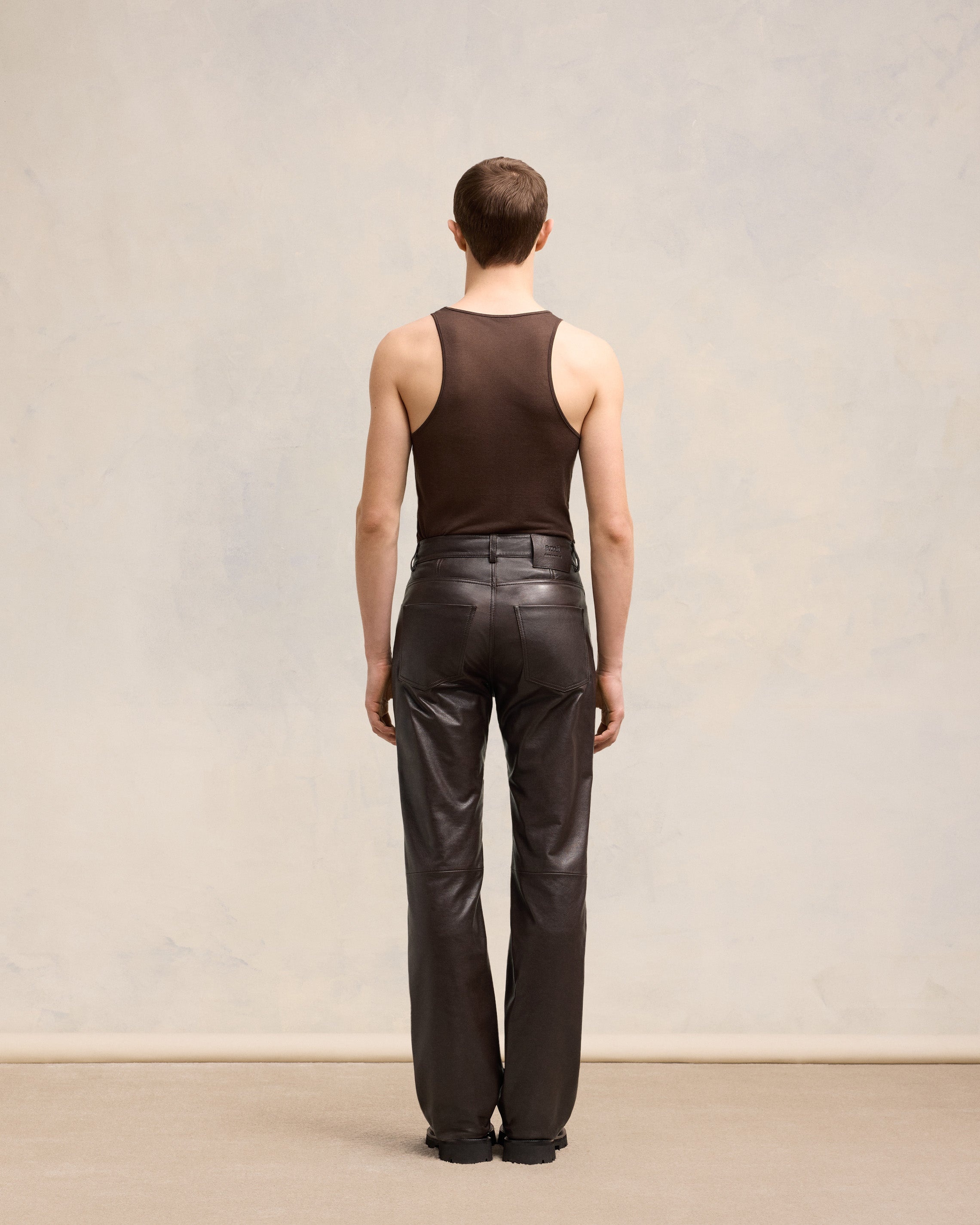 LEATHER STRAIGHT FIT TROUSERS - 4