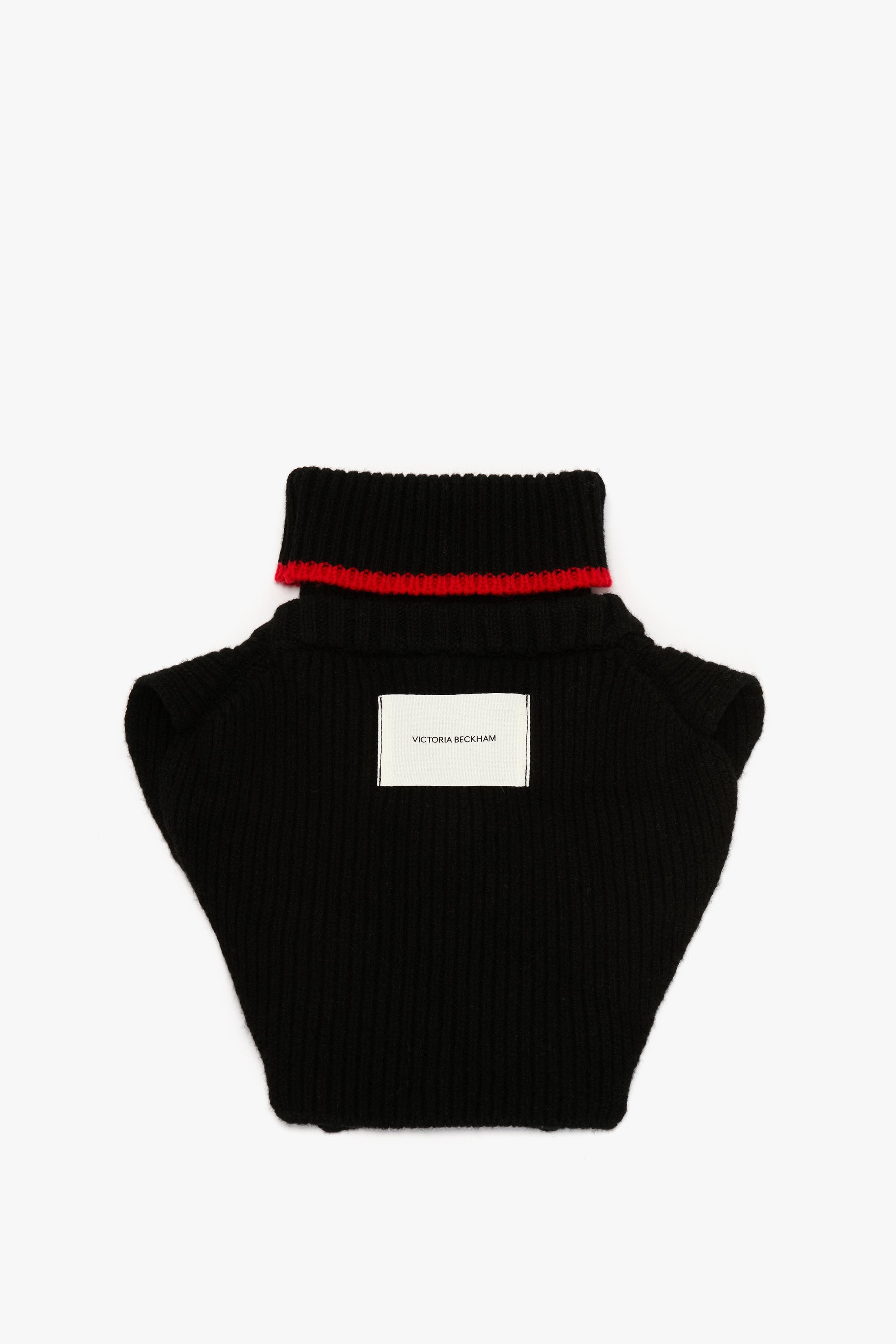 Knitted Polo Neck Bib In Black-Red - 2