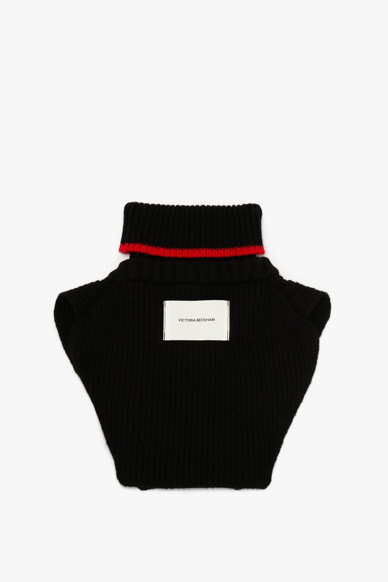 Victoria Beckham Knitted Polo Neck Bib In Black-Red outlook