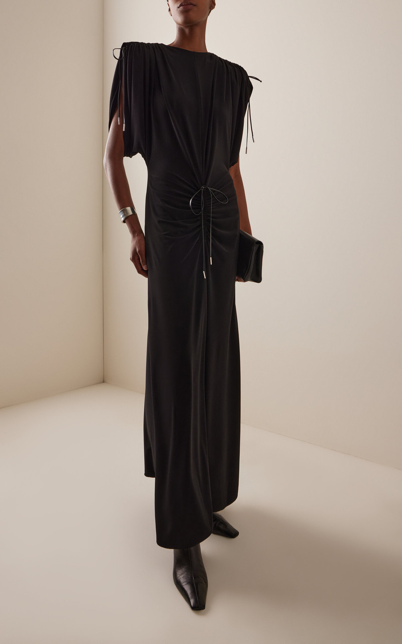 BRANDON MAXWELL The Sienna Gathered Maxi Dress black outlook