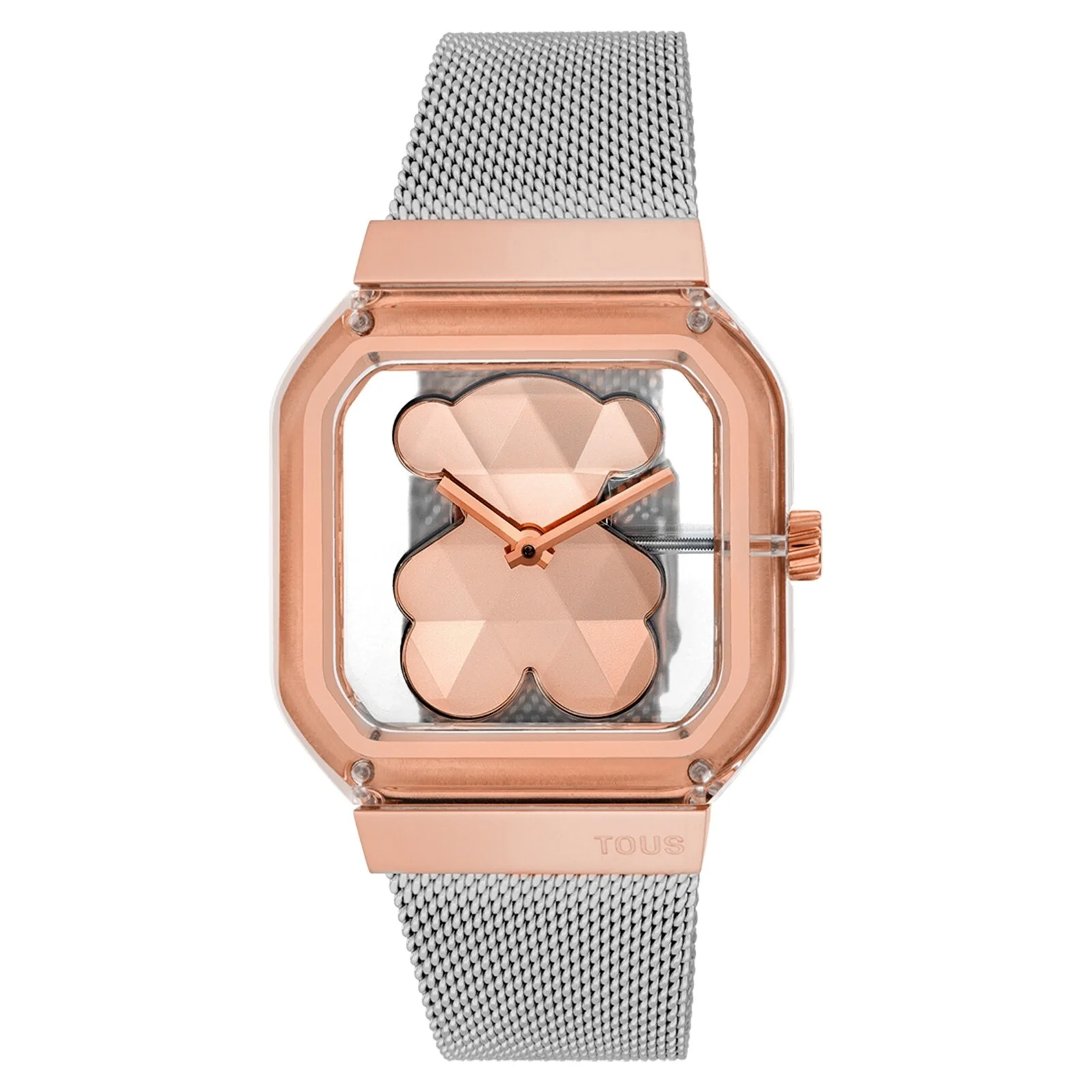 Analog watch with steel and rose-colored steel bracelet D-Bear Party - 1