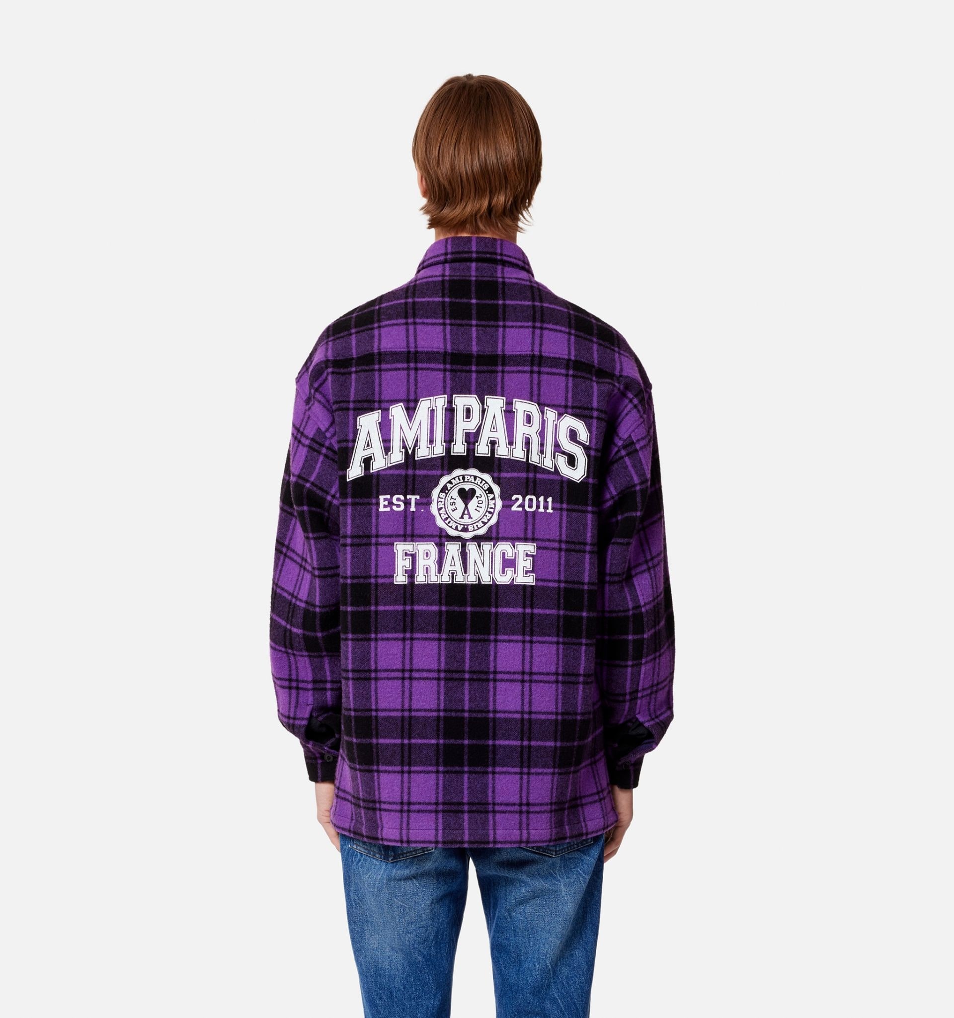 Checked Overshirt With Ami Paris Print - 5