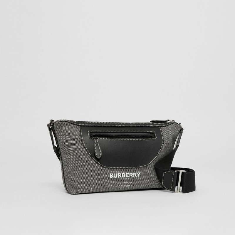 Horseferry Print Canvas and Leather Crossbody Bag 7