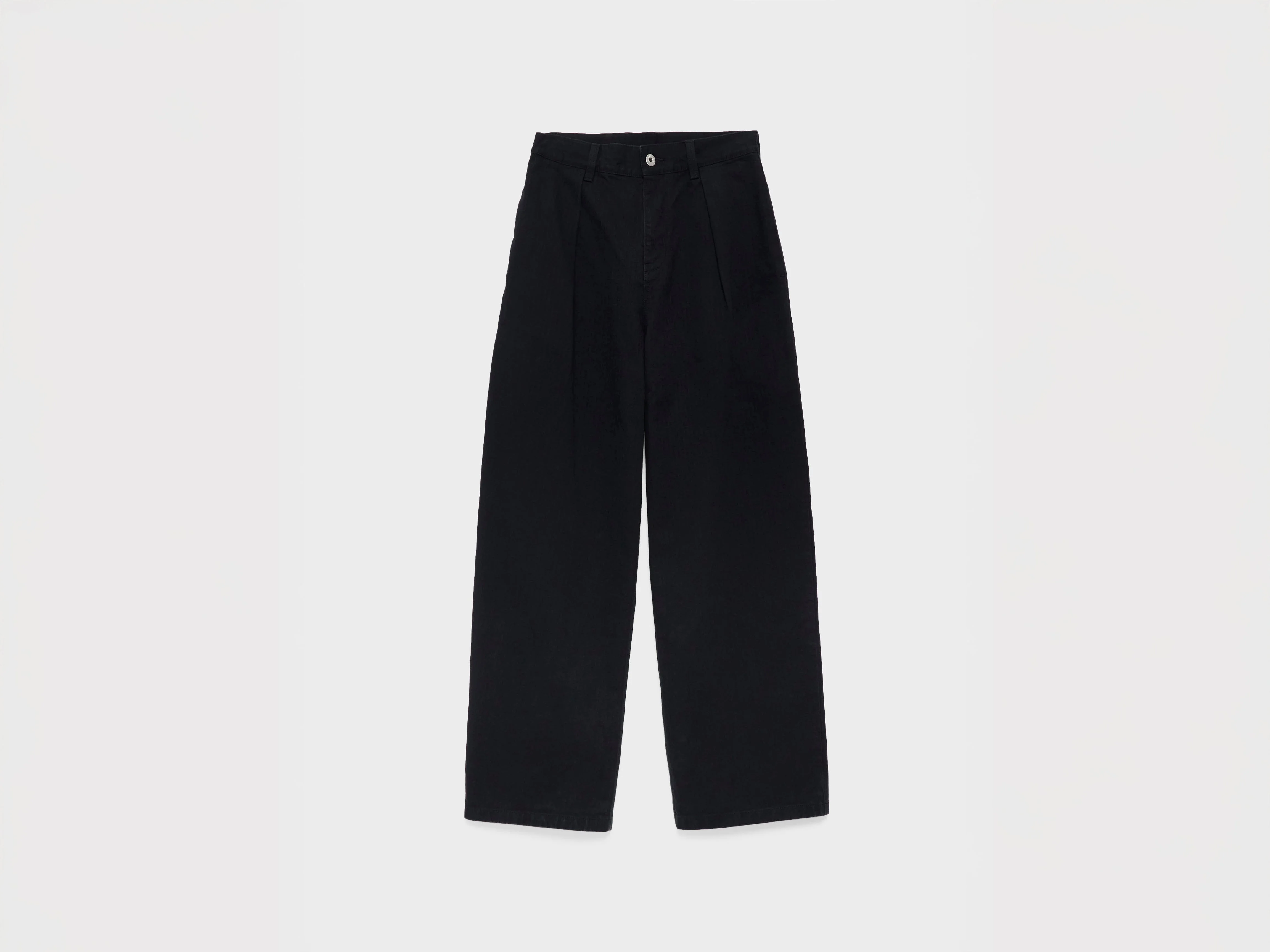 MENS SINGLE PLEAT TROUSERS IN BLACK - 1