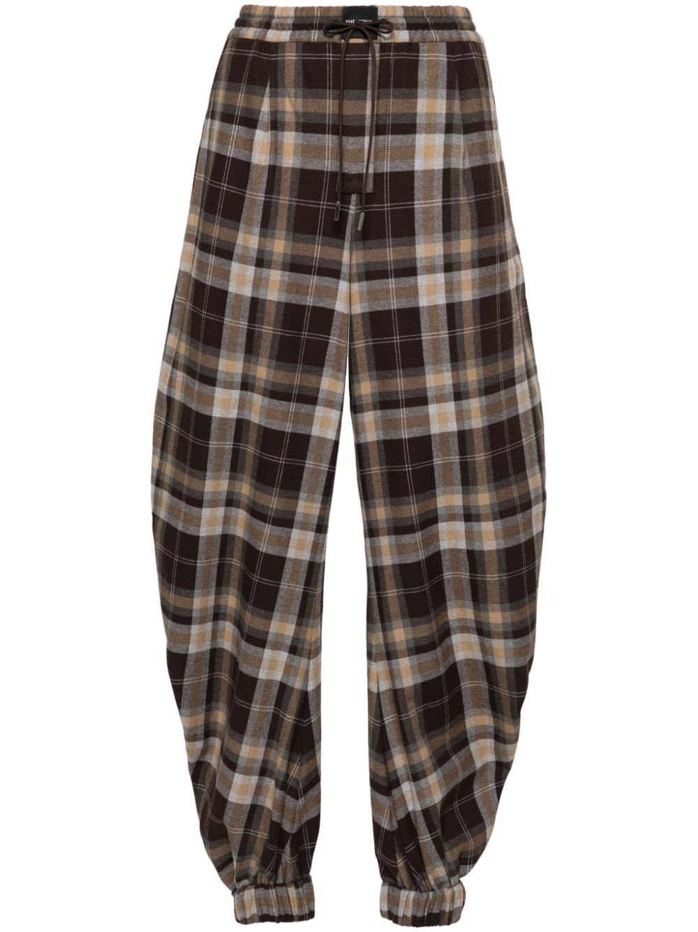 checked cotton-blend track pants - 1