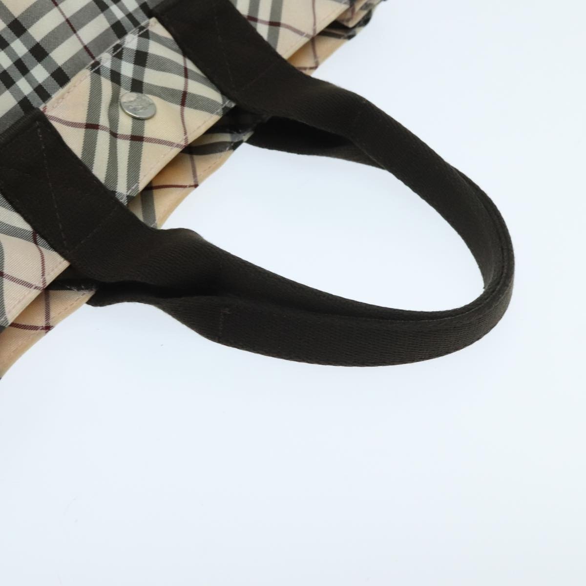 Burberry Nova Check Blue Label Hand Bag Nylon Beige Brown Silver - 7
