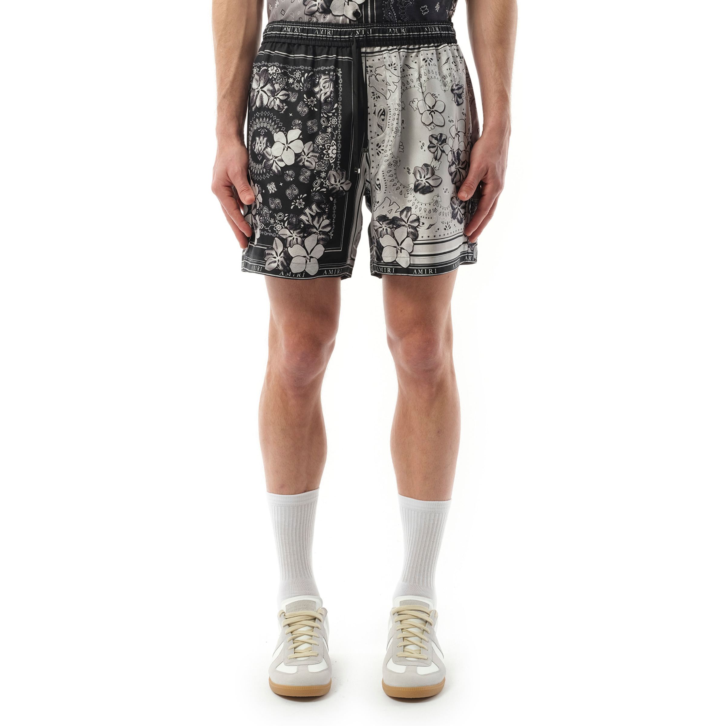 Bandana Floral Shorts in Black - 1