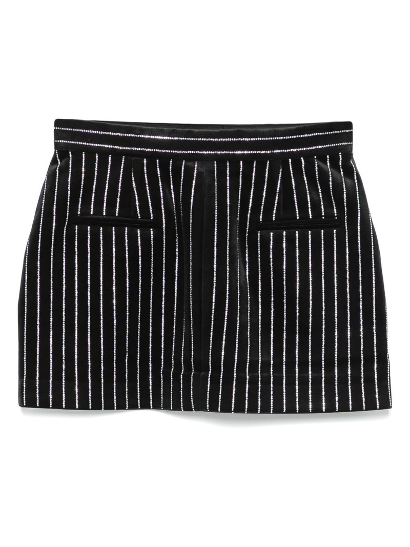 ALEX PERRY crystal-embellished velvet mini skirt outlook