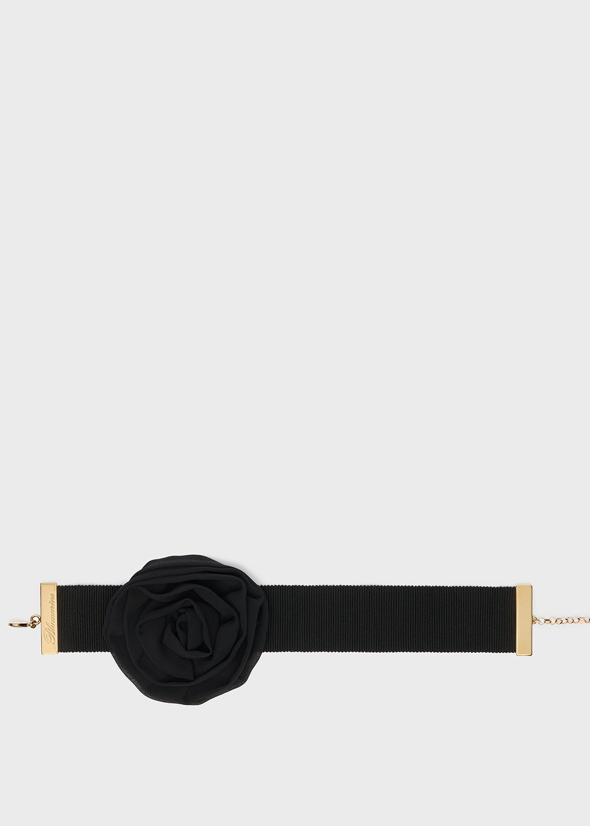 GROSGRAIN CHOKER WITH GEORGETTE ROSE - 2