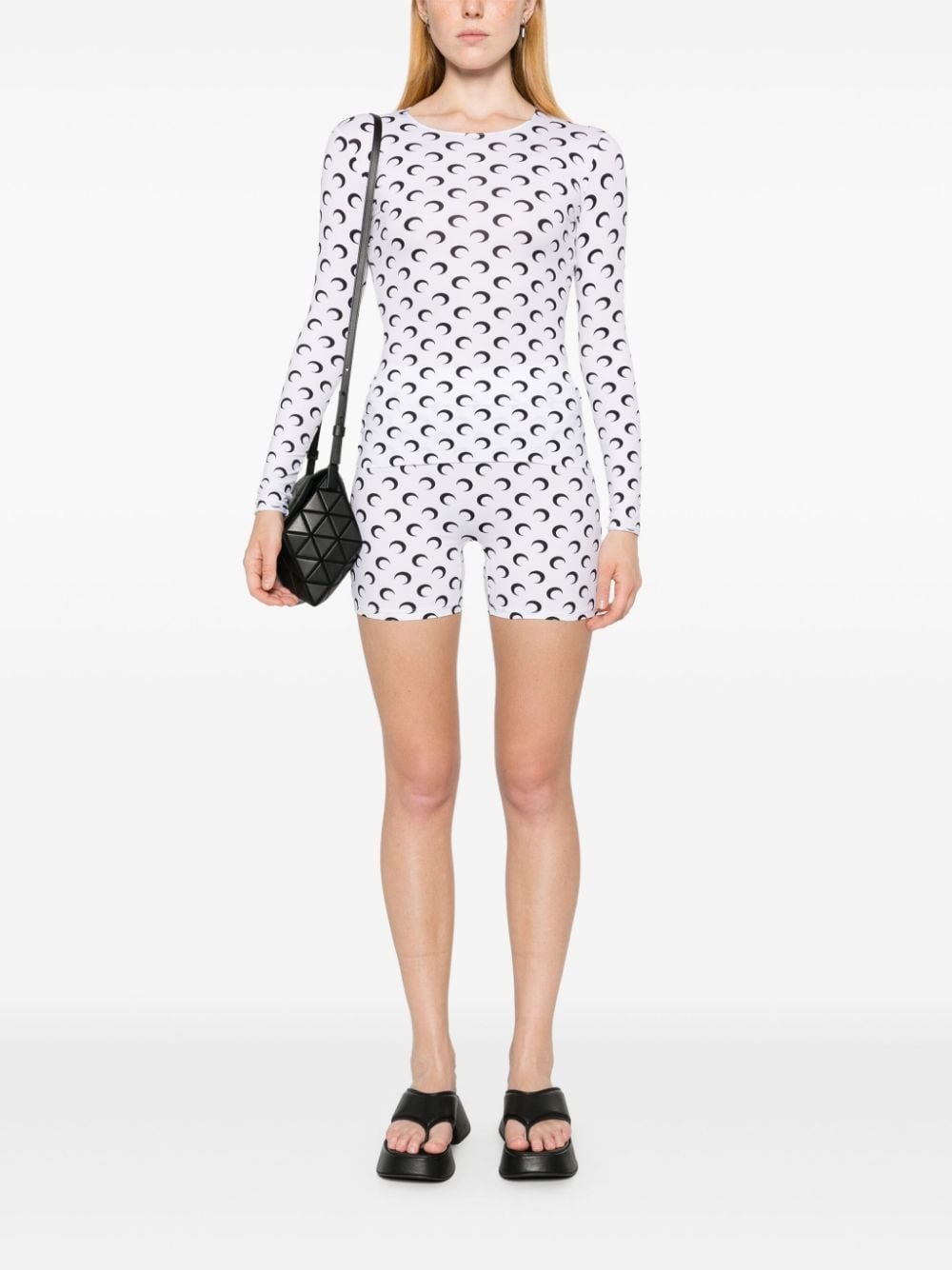 moon-print jersey mini shorts - 2