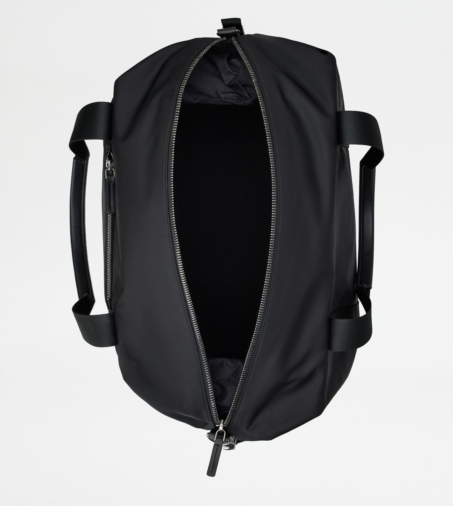 DUFFLE BAG IN FABRIC AND LEATHER LARGE - BLACK - 4