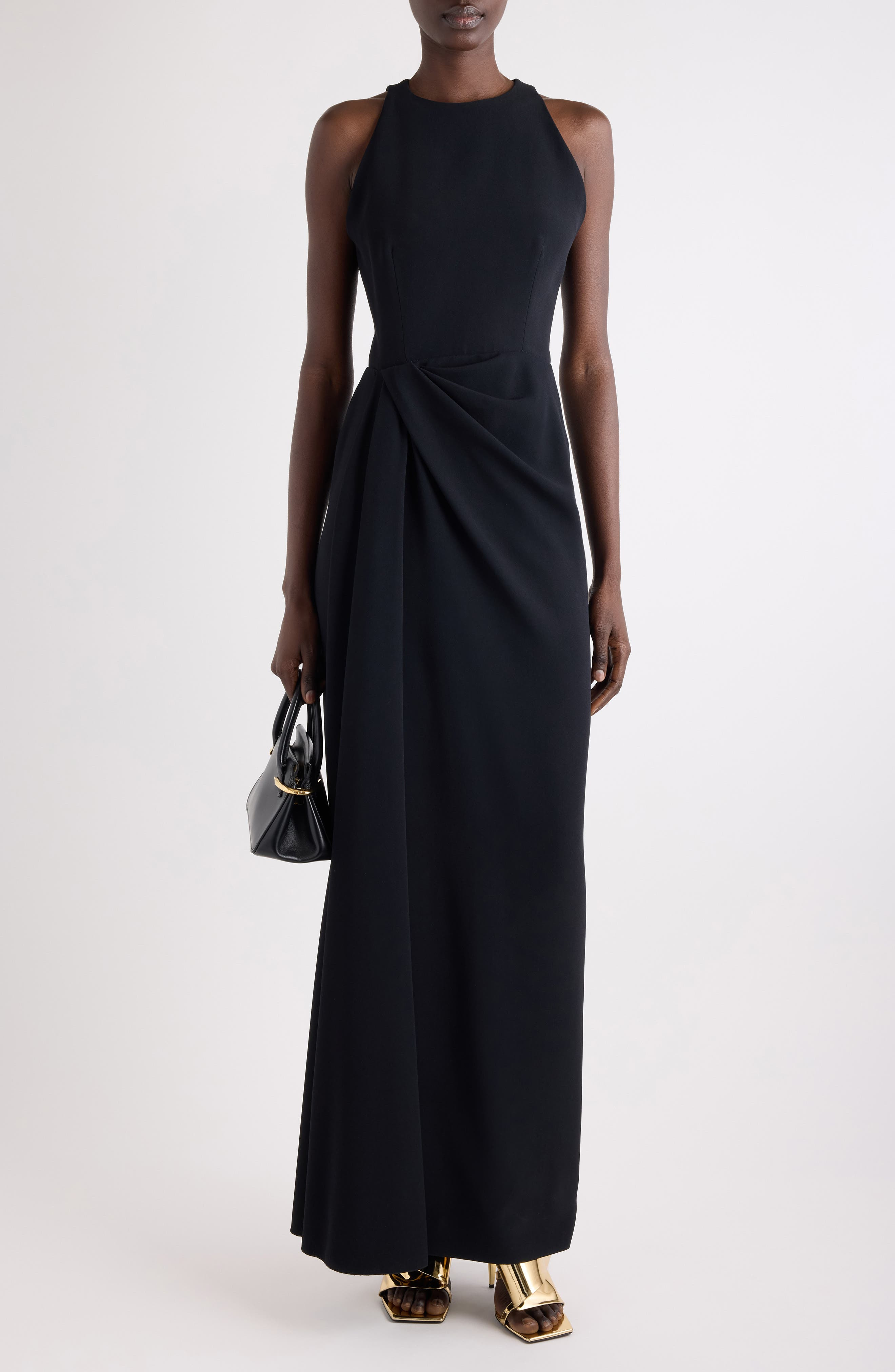 Givenchy Drape Front Sleeveless Stretch Crepe Gown in Black at Nordstrom - 2