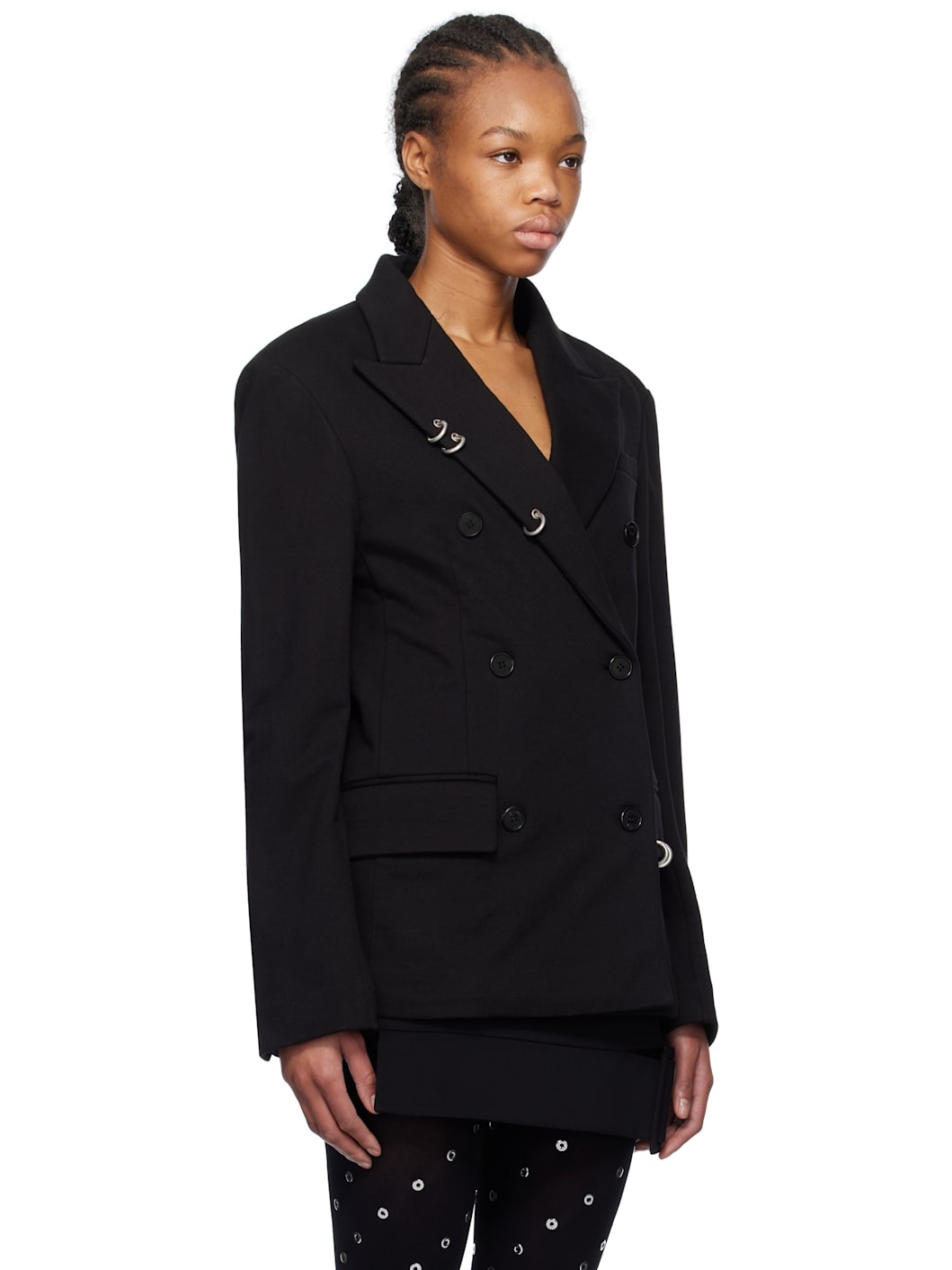 Black Pierced Jersey Blazer - 2