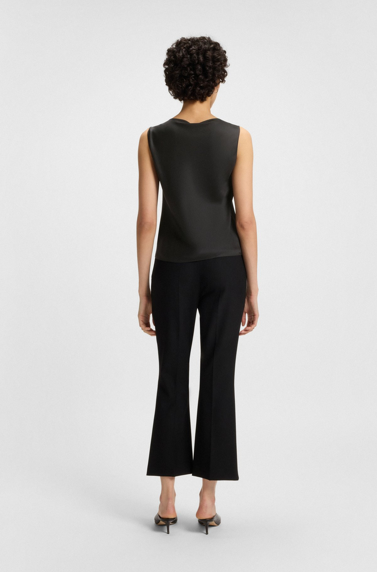SLEEVELESS COWL-NECK BLOUSE IN STRETCH SILK - 5