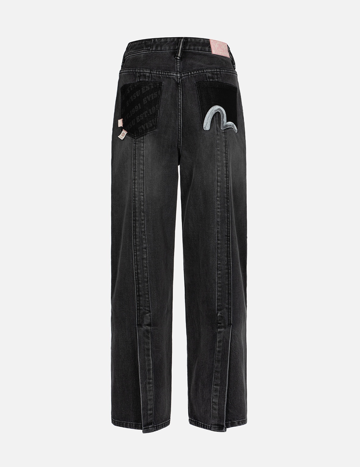 SEAGULL EMBROIDERY WITH LOGO-PATTERN POCKET WIDE-LEG DENIM JEANS - 2